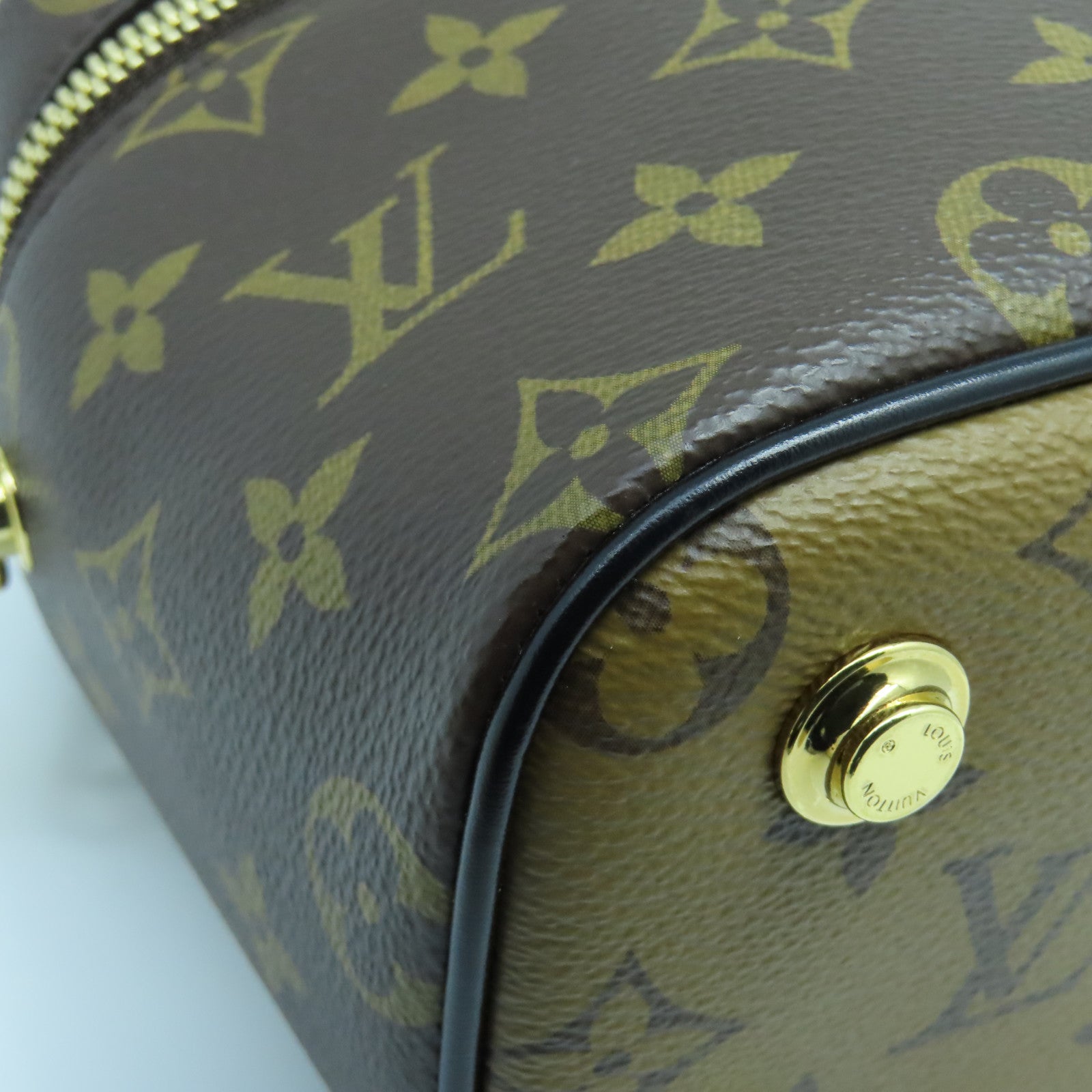 LOUIS VUITTON Monogram Vanity PM金扣手挽肩背兩用袋啡色/黑色
