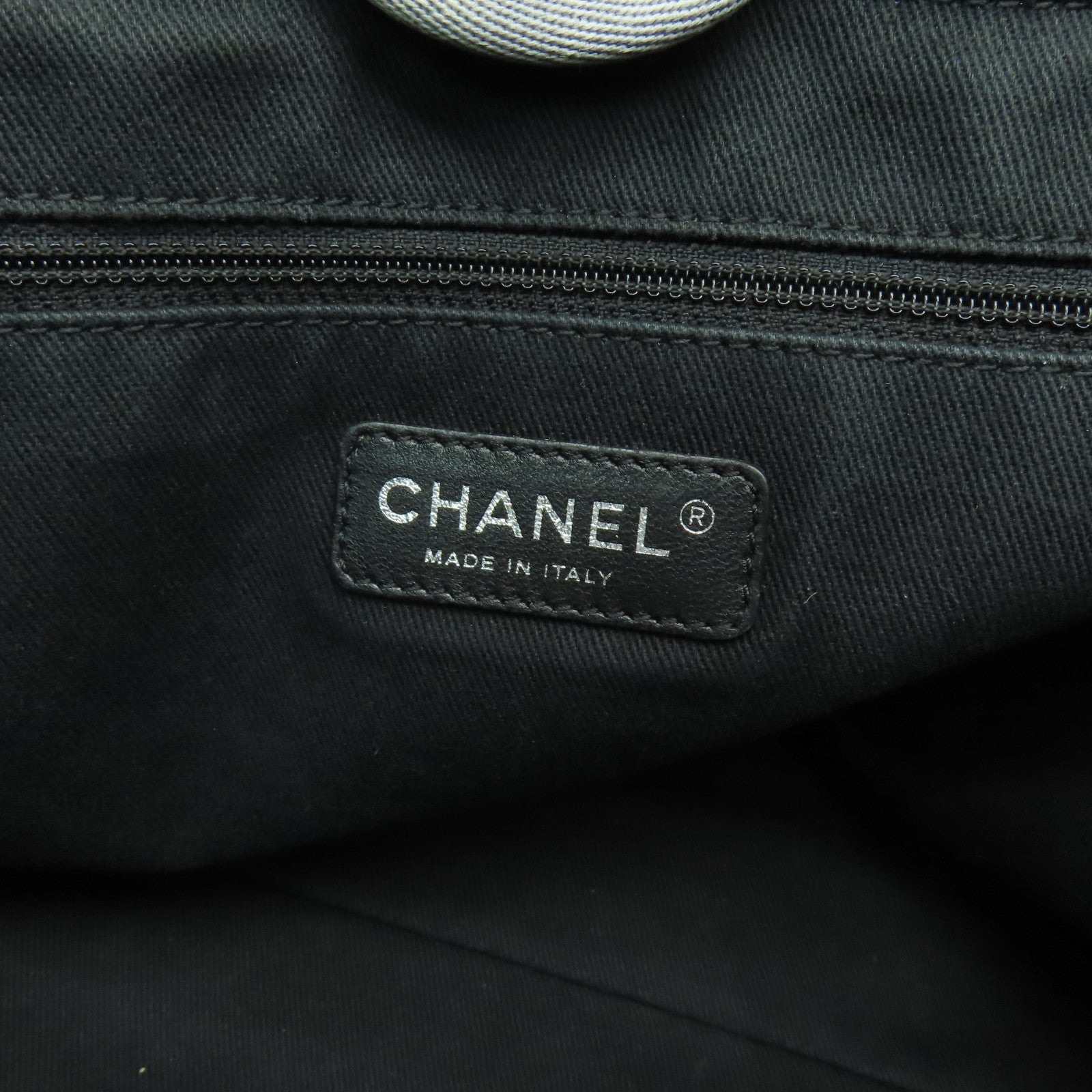 CHANEL 帆布Deauville Chain MM銀扣鏈帶肩背袋黒色