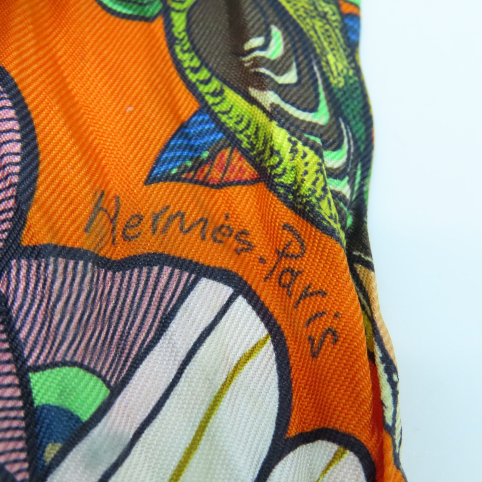 HERMES 絲質Twilly絲巾粉紅色/橙色/藍色