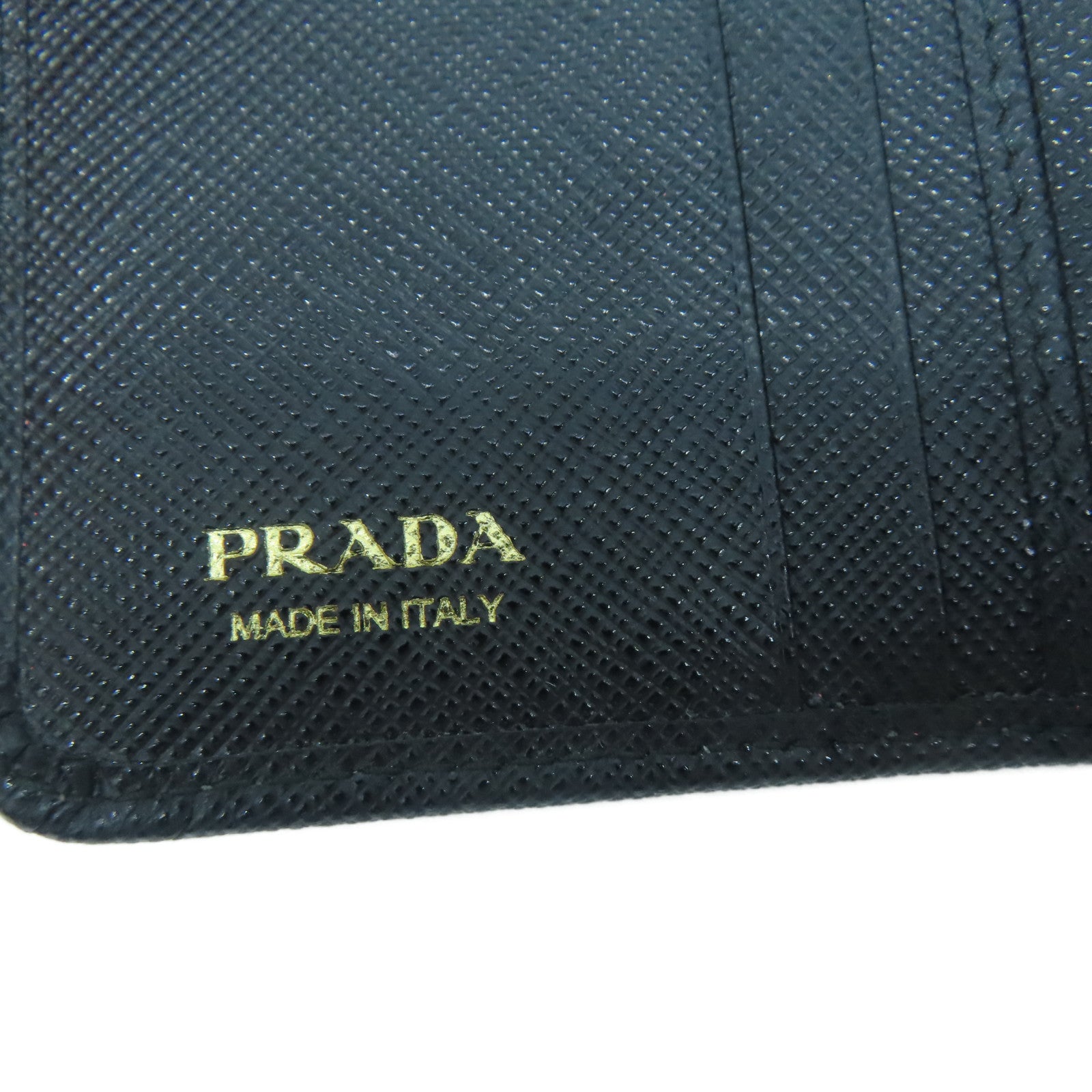 PRADA Saffiano皮革Wallet金扣錢包黑色