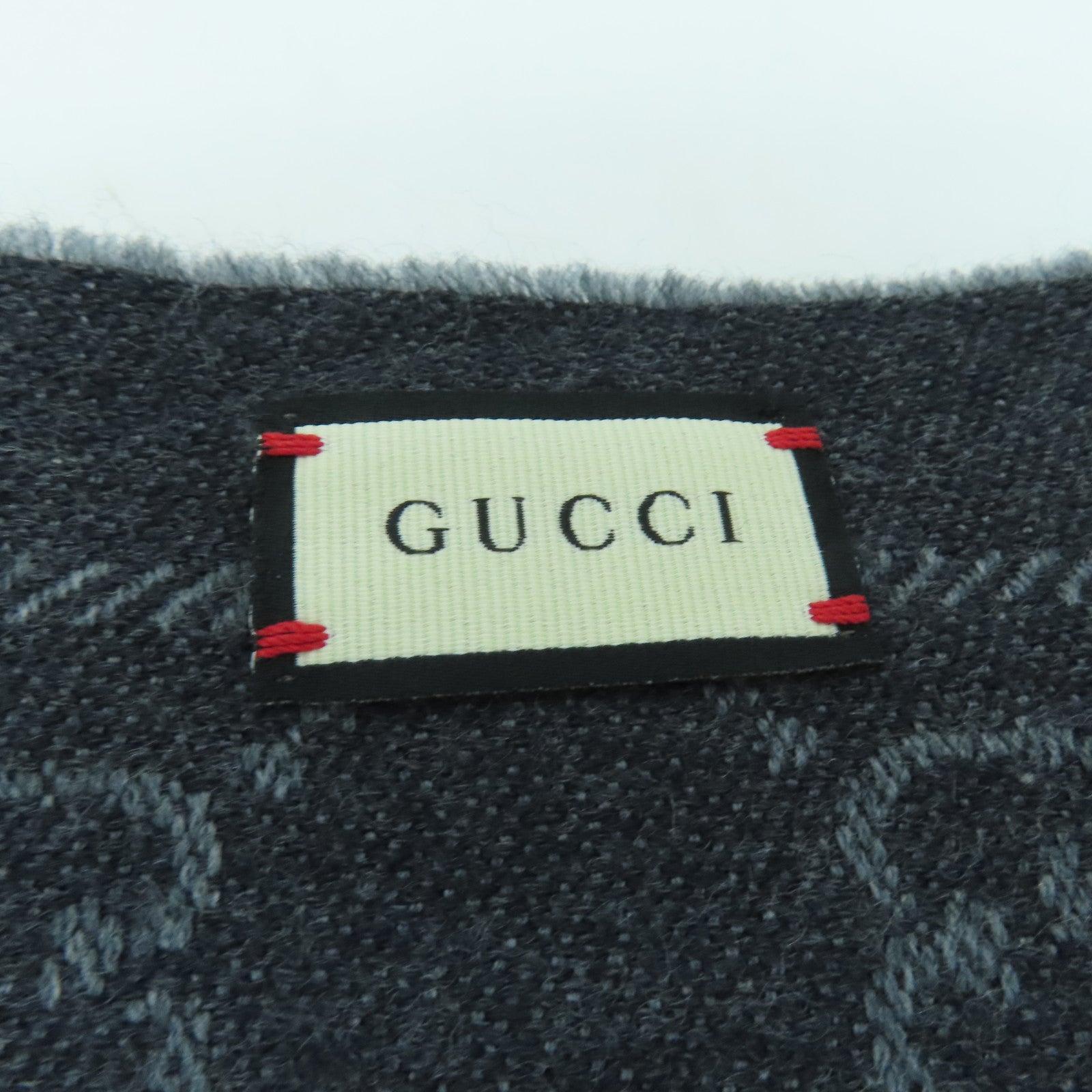 GUCCI Wool Muffler Scarf Gray