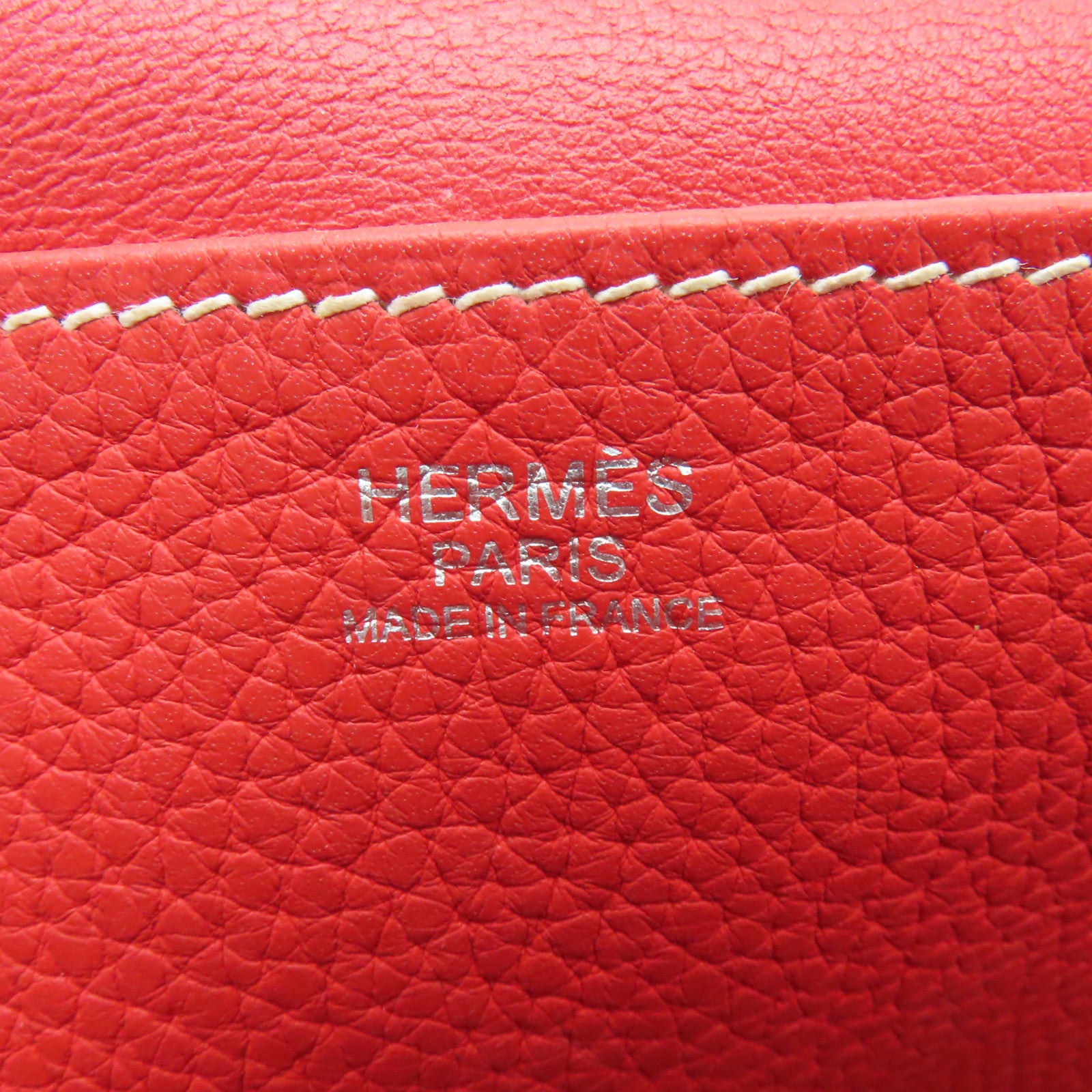 HERMES Clemence皮革Halzan 31銀扣手挽肩背兩用袋紅色