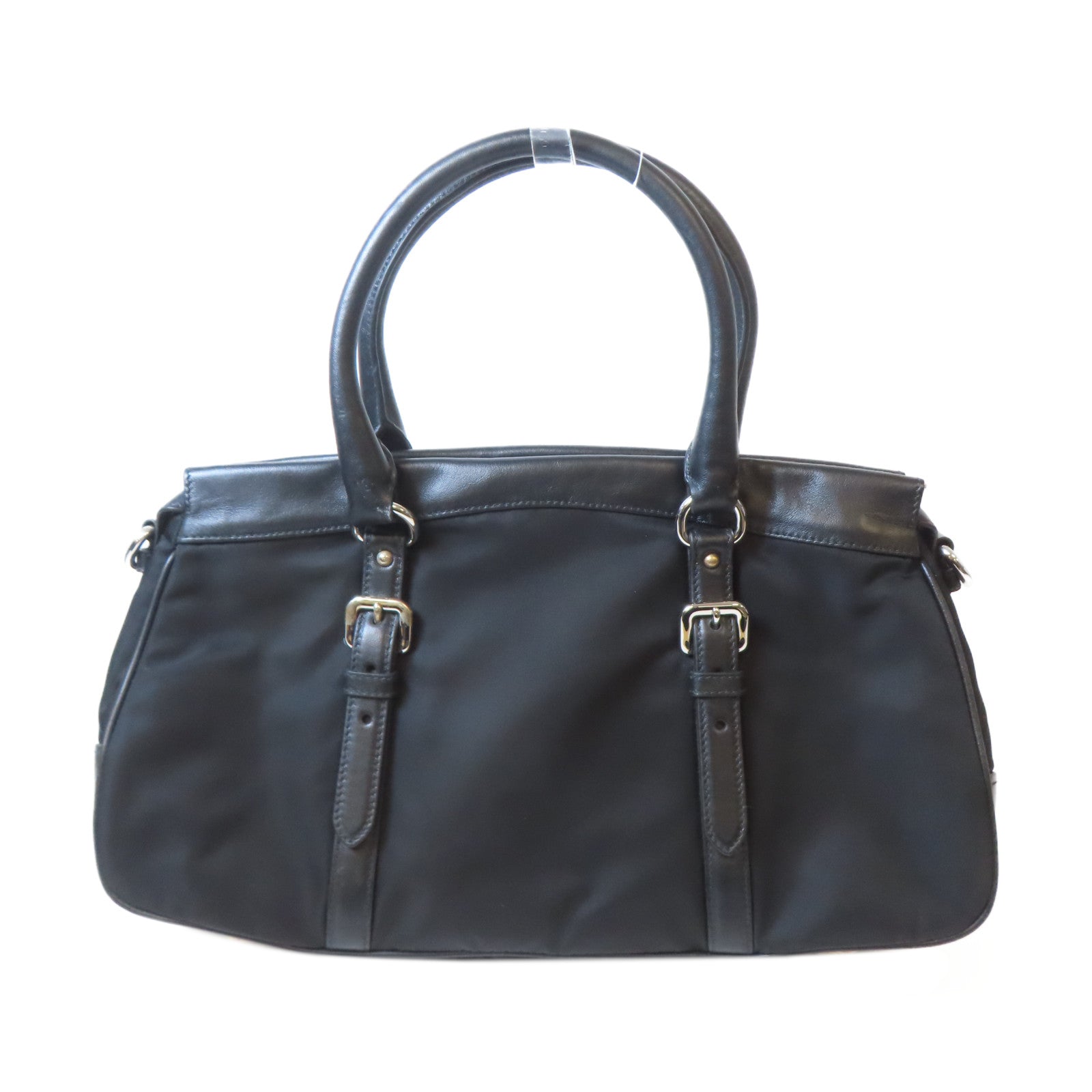 PRADA 尼龍2 Way Shoulder銀扣手挽肩背兩用袋黑色