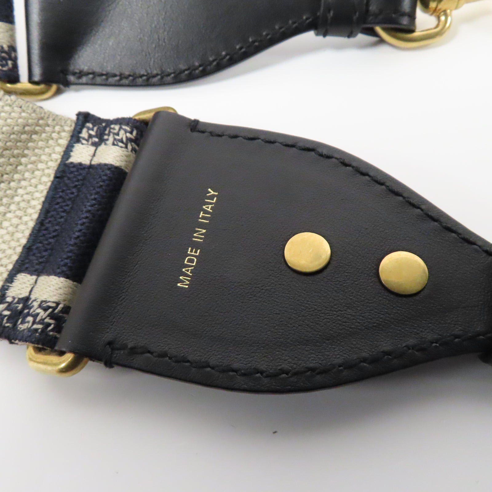 Dior 帆布Strap金扣肩背帶藍色/米色