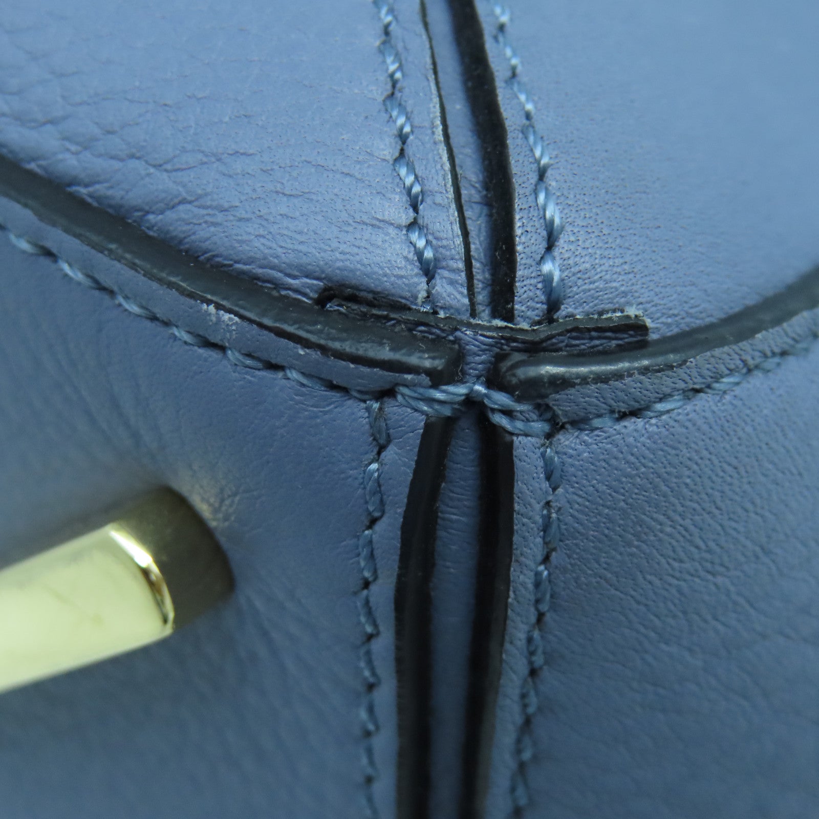 LOEWE 牛皮皮革Medium Puzzle Bag金扣手挽肩背兩用袋藍色