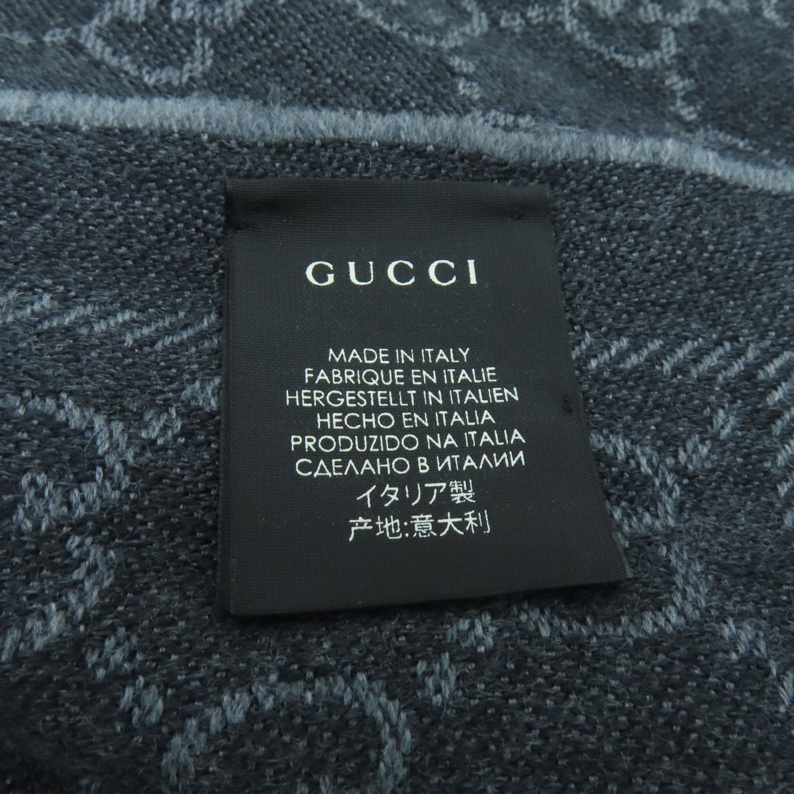 GUCCI Wool Muffler Scarf Gray