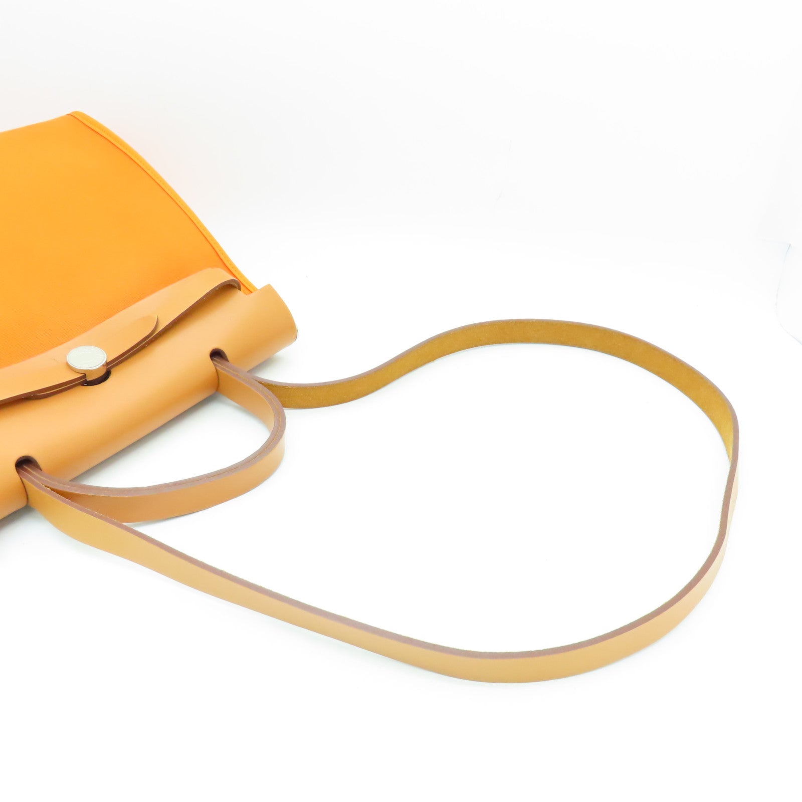 HERMES 帆布Herbag PM银扣手挽肩背两用袋Orange橙色
