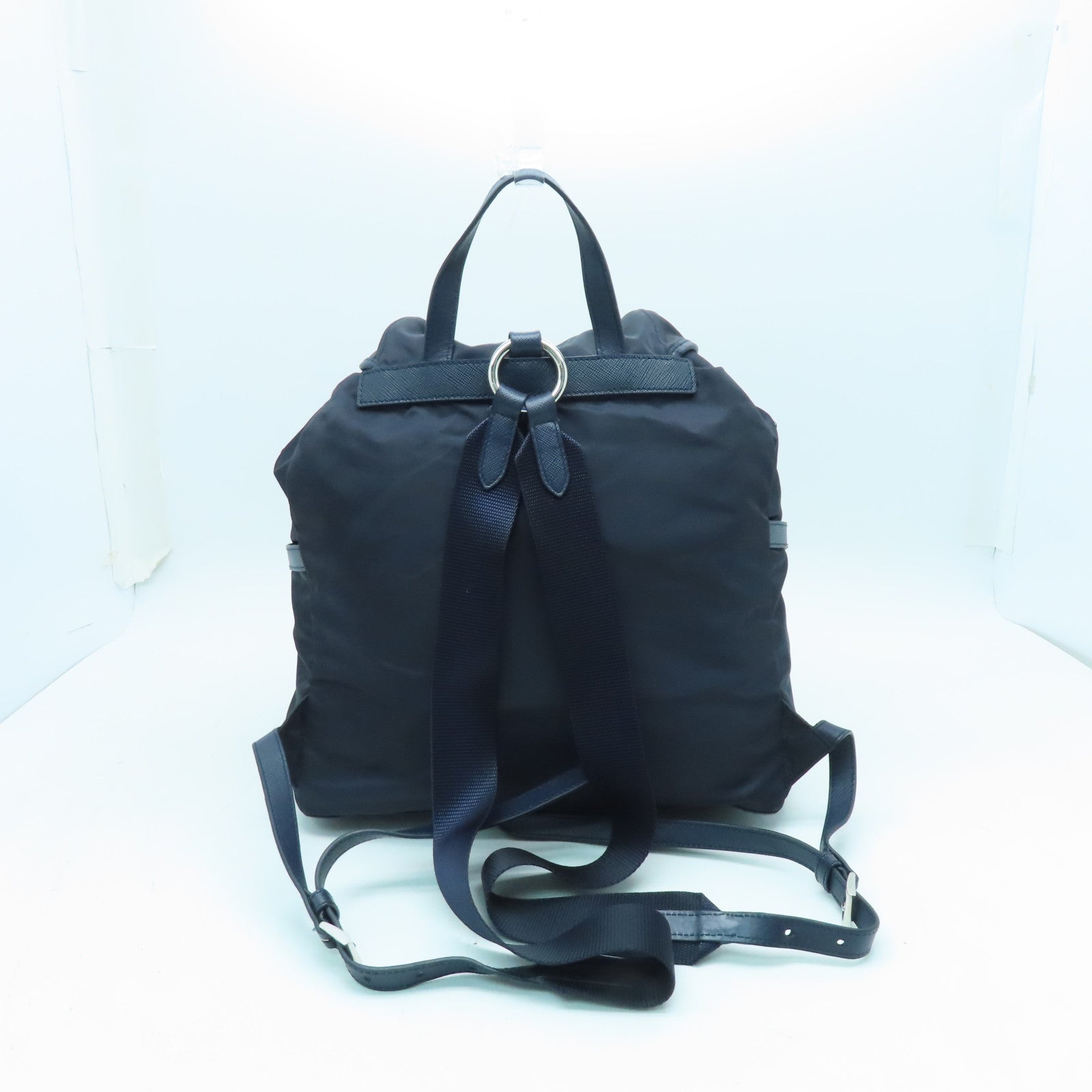 PRADA 尼龙Backpack银扣背包深蓝色