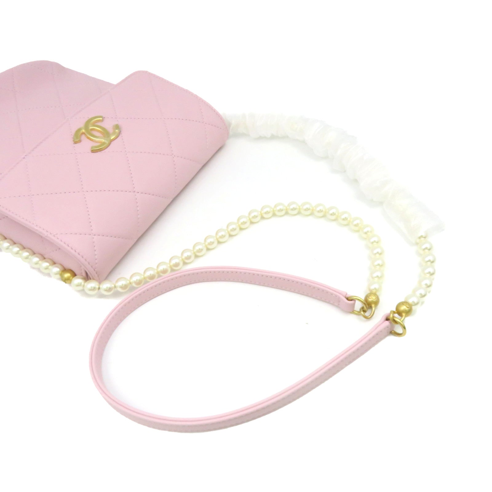 CHANEL 【激減優惠】菱格牛皮皮革Shoulder Bag肩背袋粉紅色