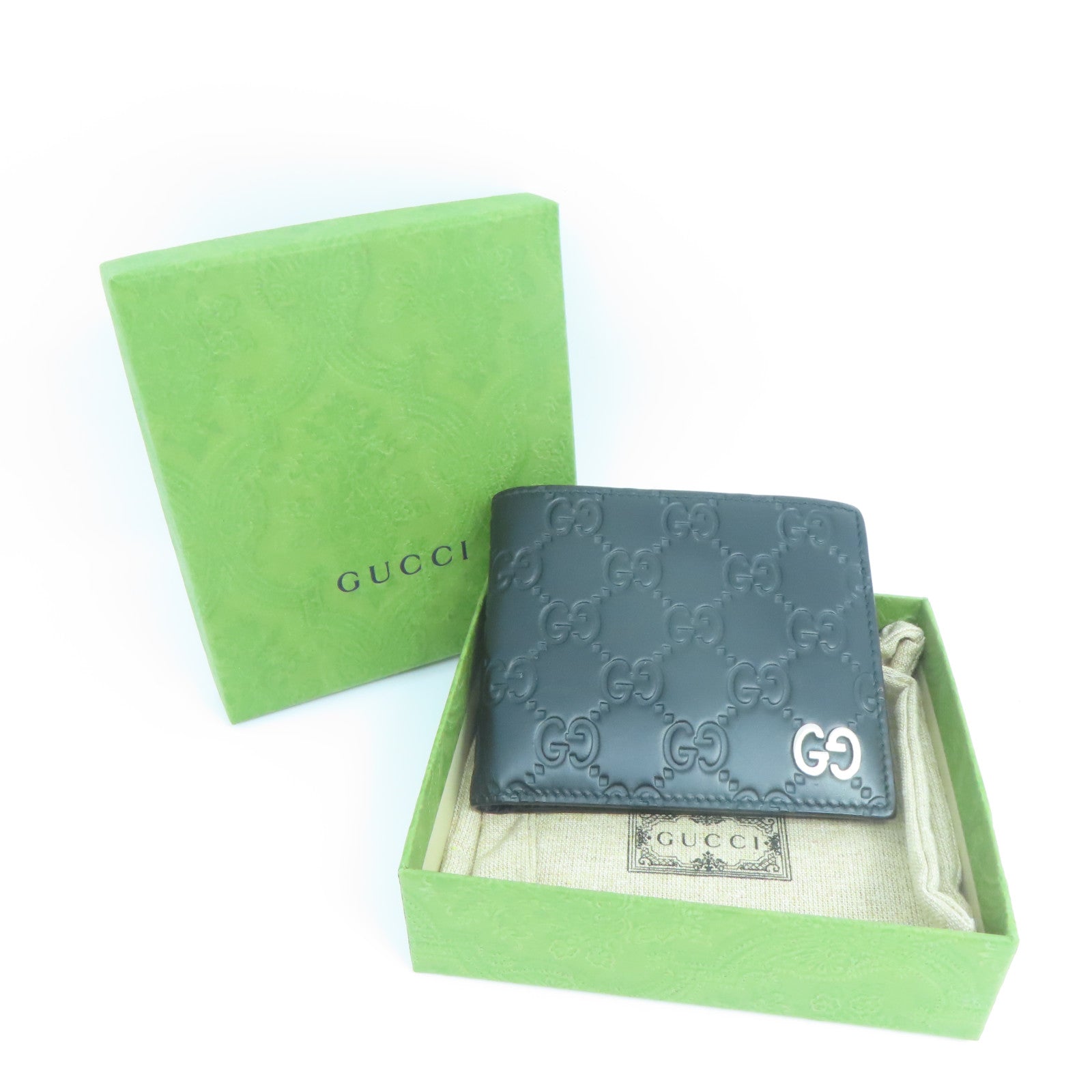 GUCCI 牛皮皮革Gucci Signature錢包黑色