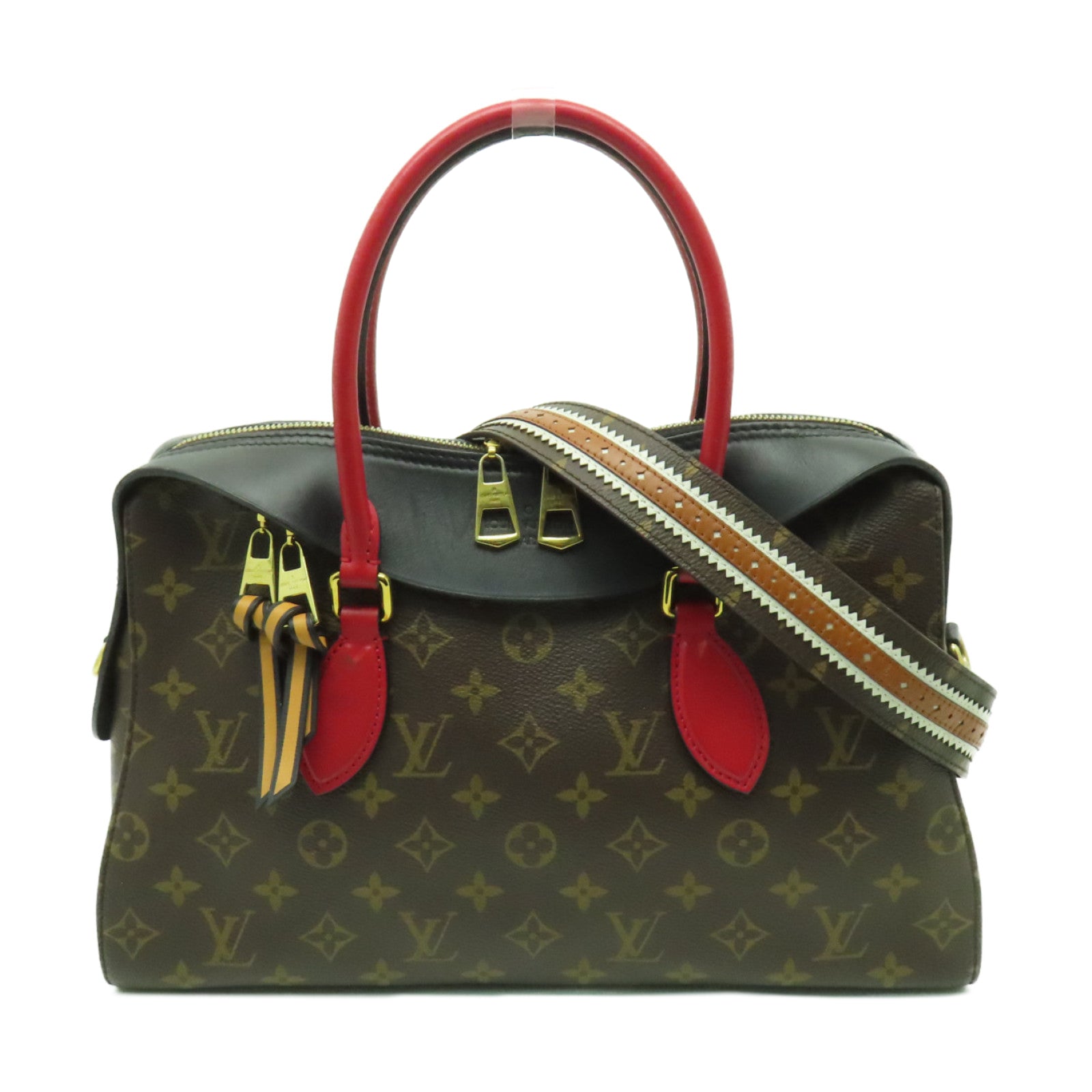 LOUIS VUITTON Monogram Tuileries金扣手挽肩背兩用袋棕色