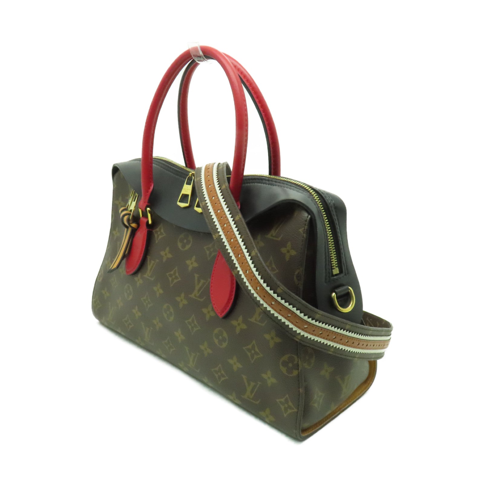 LOUIS VUITTON Monogram Tuileries金扣手挽肩背兩用袋棕色
