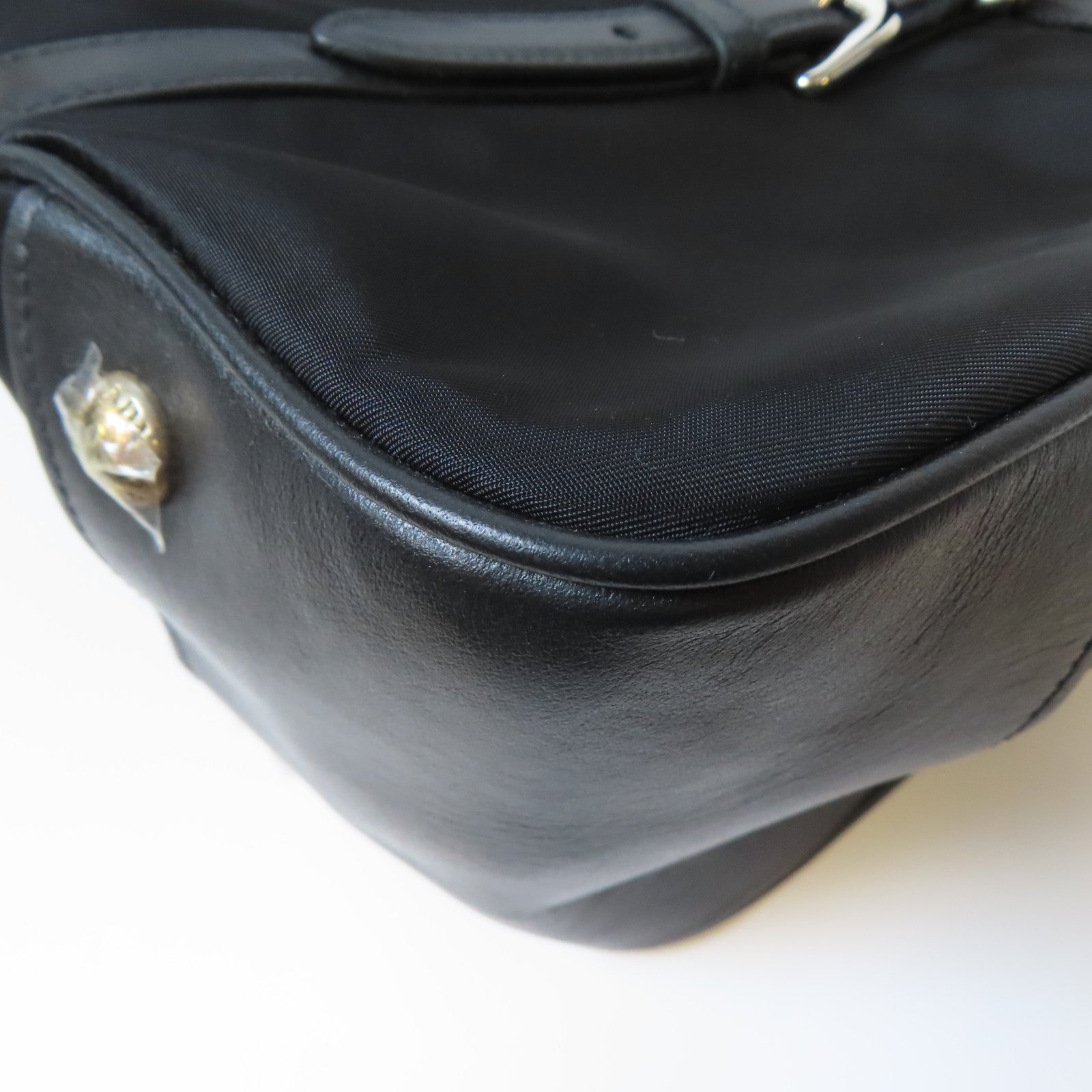 PRADA 尼龍2 Way Shoulder銀扣手挽肩背兩用袋黑色