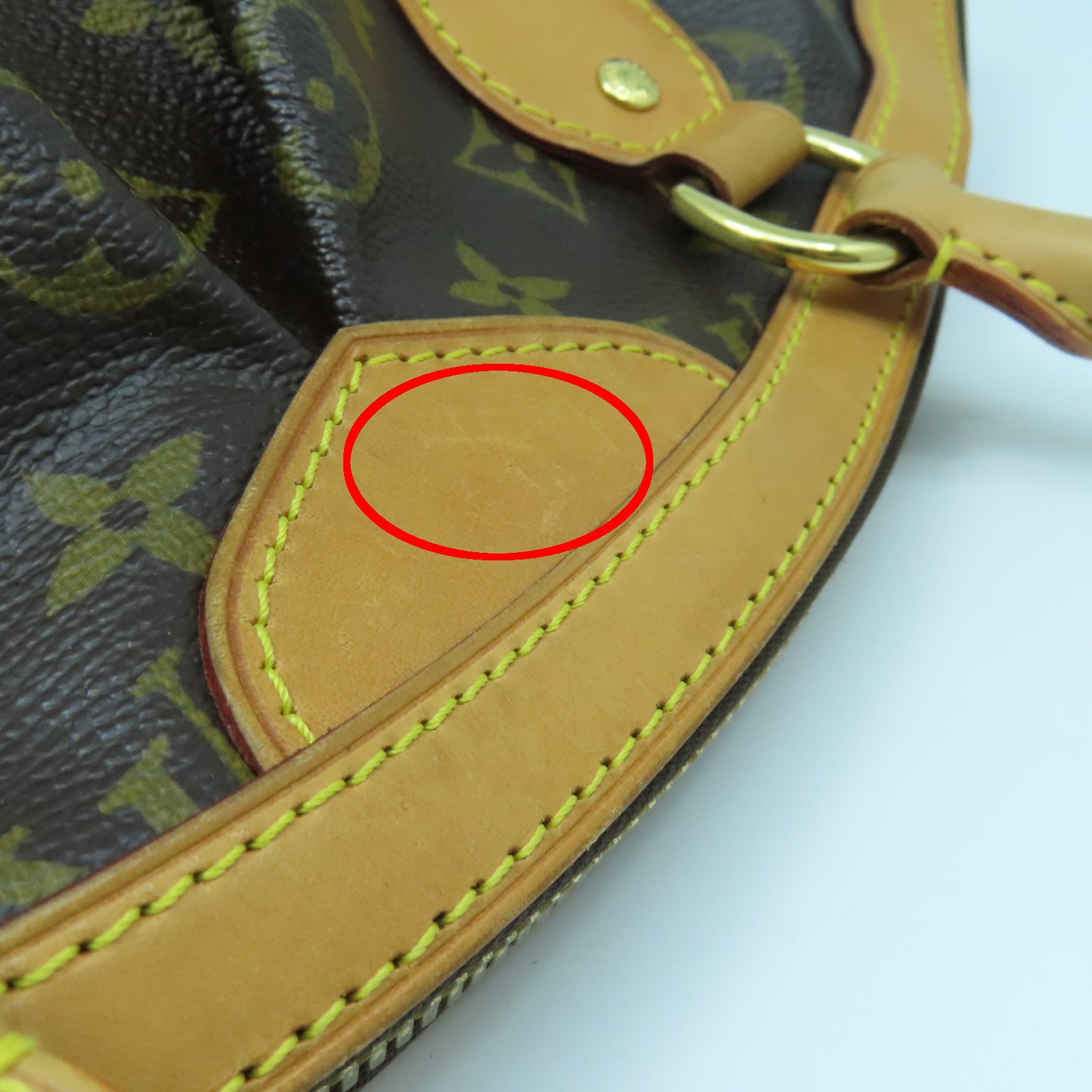 LOUIS VUITTON Monogram Tivoli PM Gold Buckle Handle Bag Brown