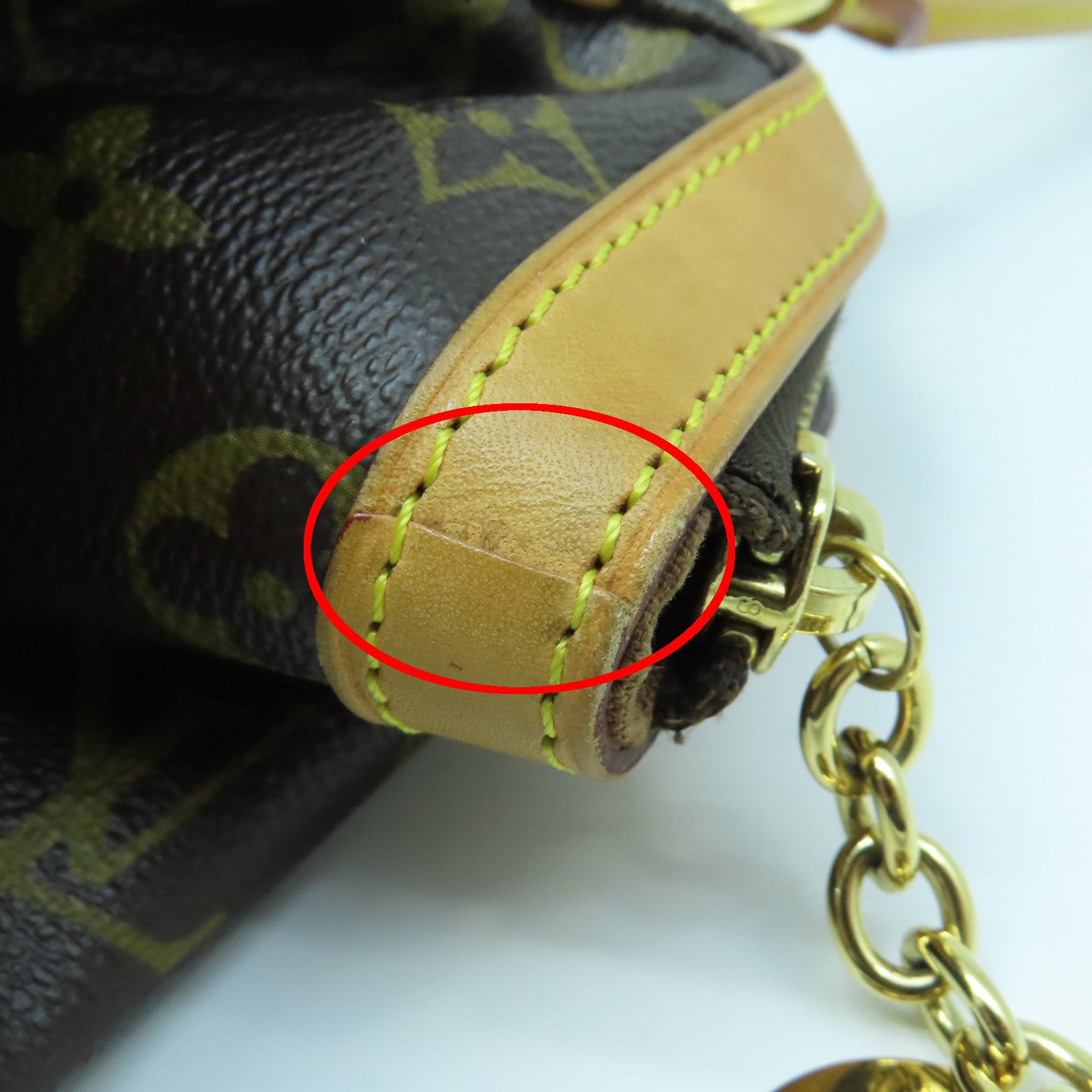 LOUIS VUITTON Monogram Tivoli PM Gold Buckle Handle Bag Brown