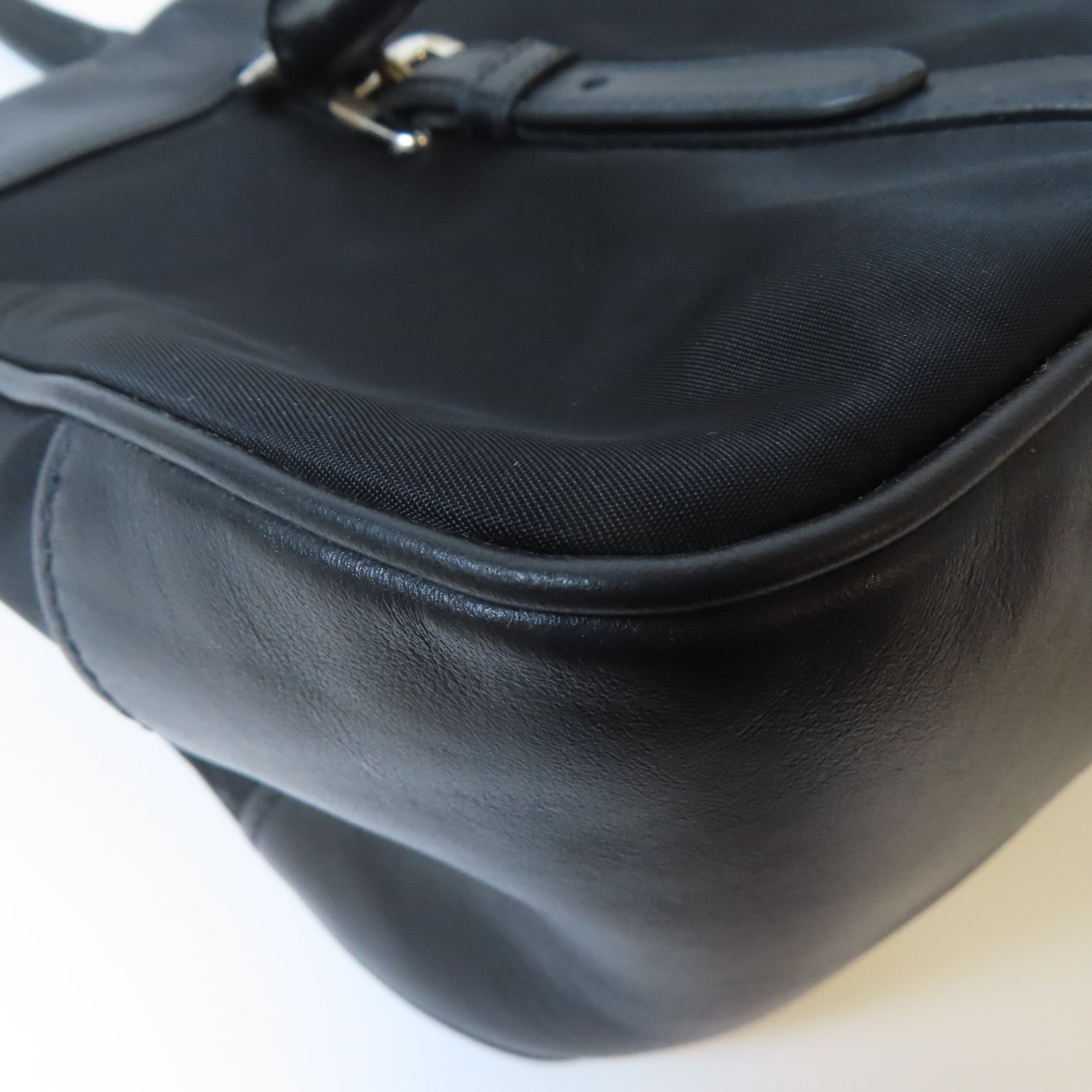 PRADA 尼龍2 Way Shoulder銀扣手挽肩背兩用袋黑色