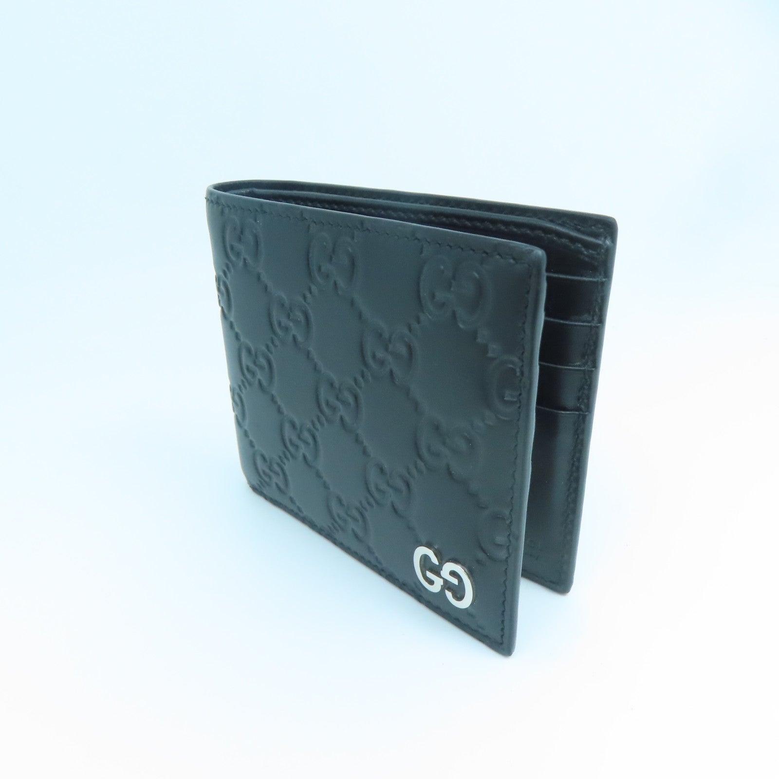 GUCCI 牛皮皮革Gucci Signature錢包黑色