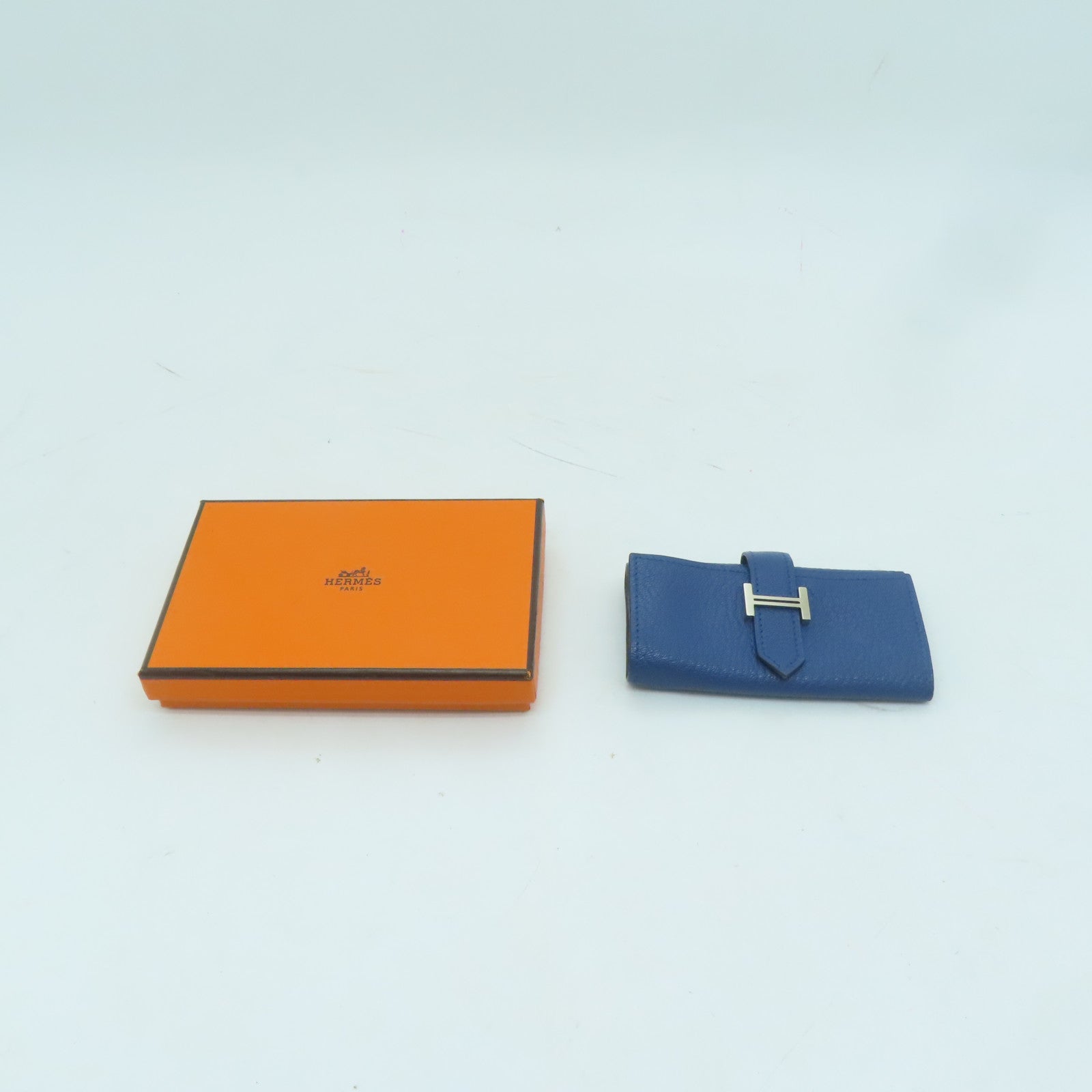 HERMES Epsom皮革key Case 4銀扣鎖匙包藍色