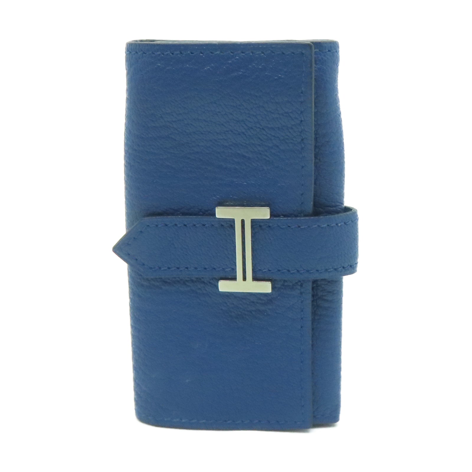 HERMES Epsom皮革key Case 4銀扣鎖匙包藍色
