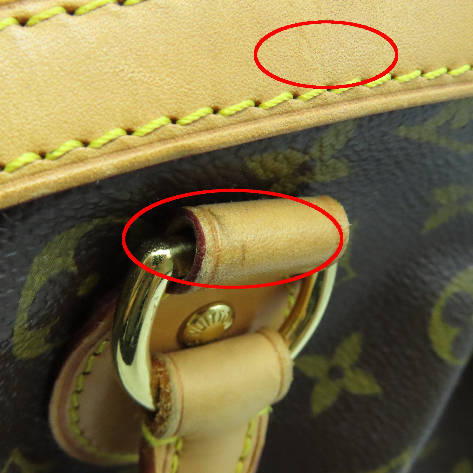 LOUIS VUITTON Monogram Tivoli PM Gold Buckle Handle Bag Brown