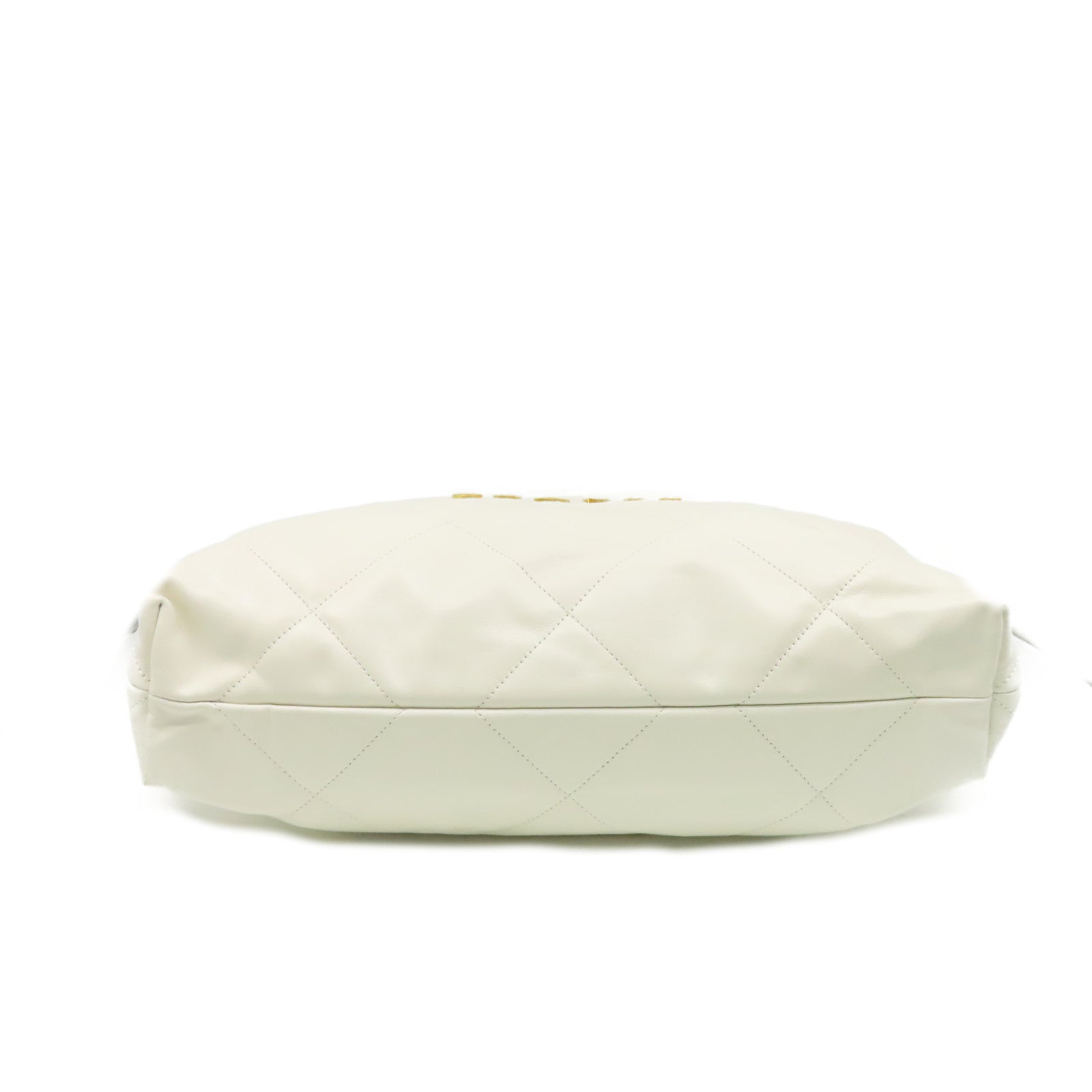 CHANEL 菱格牛皮皮革Chanel 22Shoulder Bag金扣鏈帶肩背袋米白色