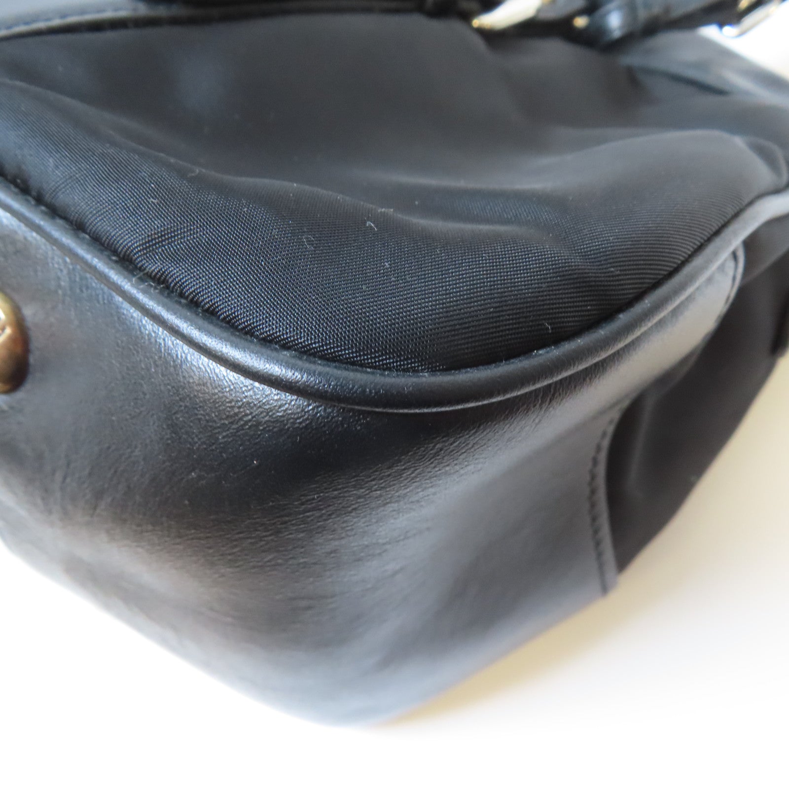 PRADA 尼龍2 Way Shoulder銀扣手挽肩背兩用袋黑色