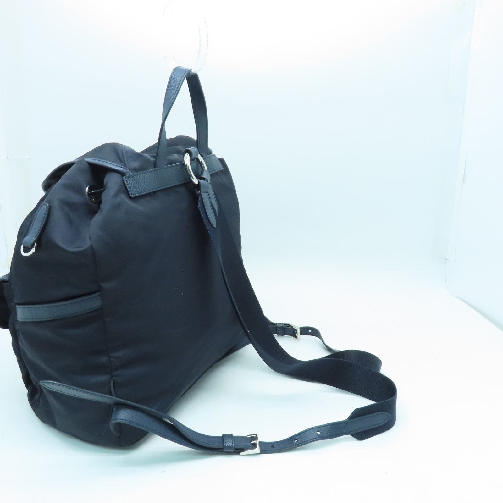 PRADA 尼龙Backpack银扣背包深蓝色