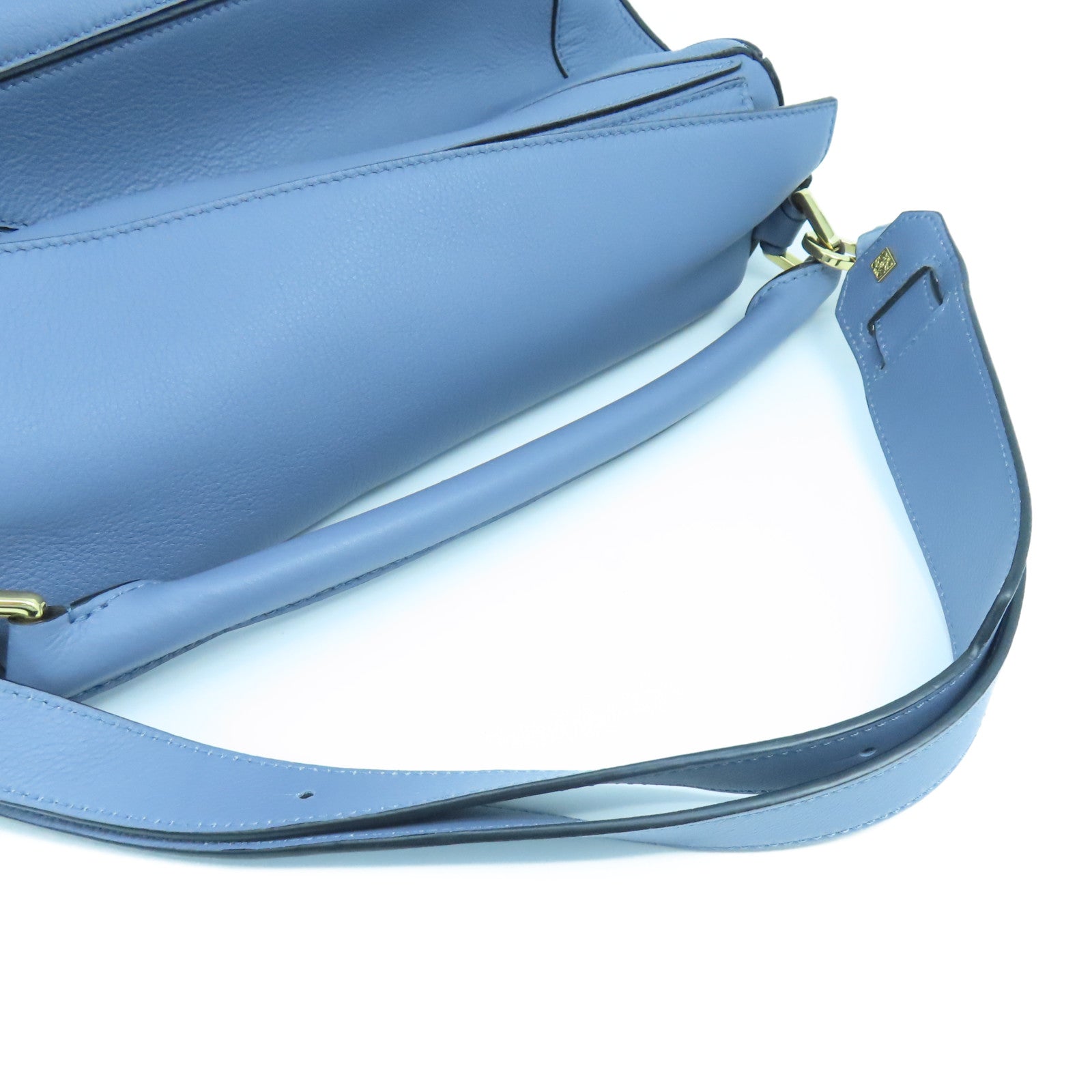 LOEWE 牛皮皮革Medium Puzzle Bag金扣手挽肩背兩用袋藍色