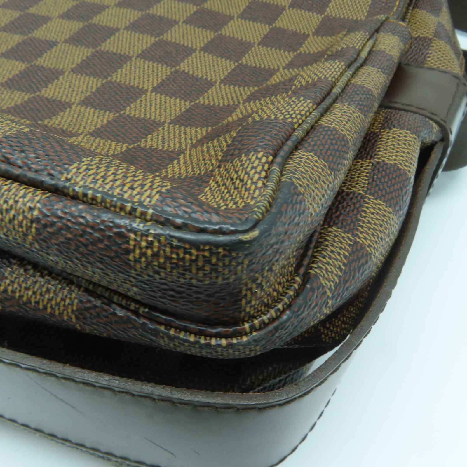 LOUIS VUITTON Damier Naviglio Gold Buckle Shoulder Bag Brown