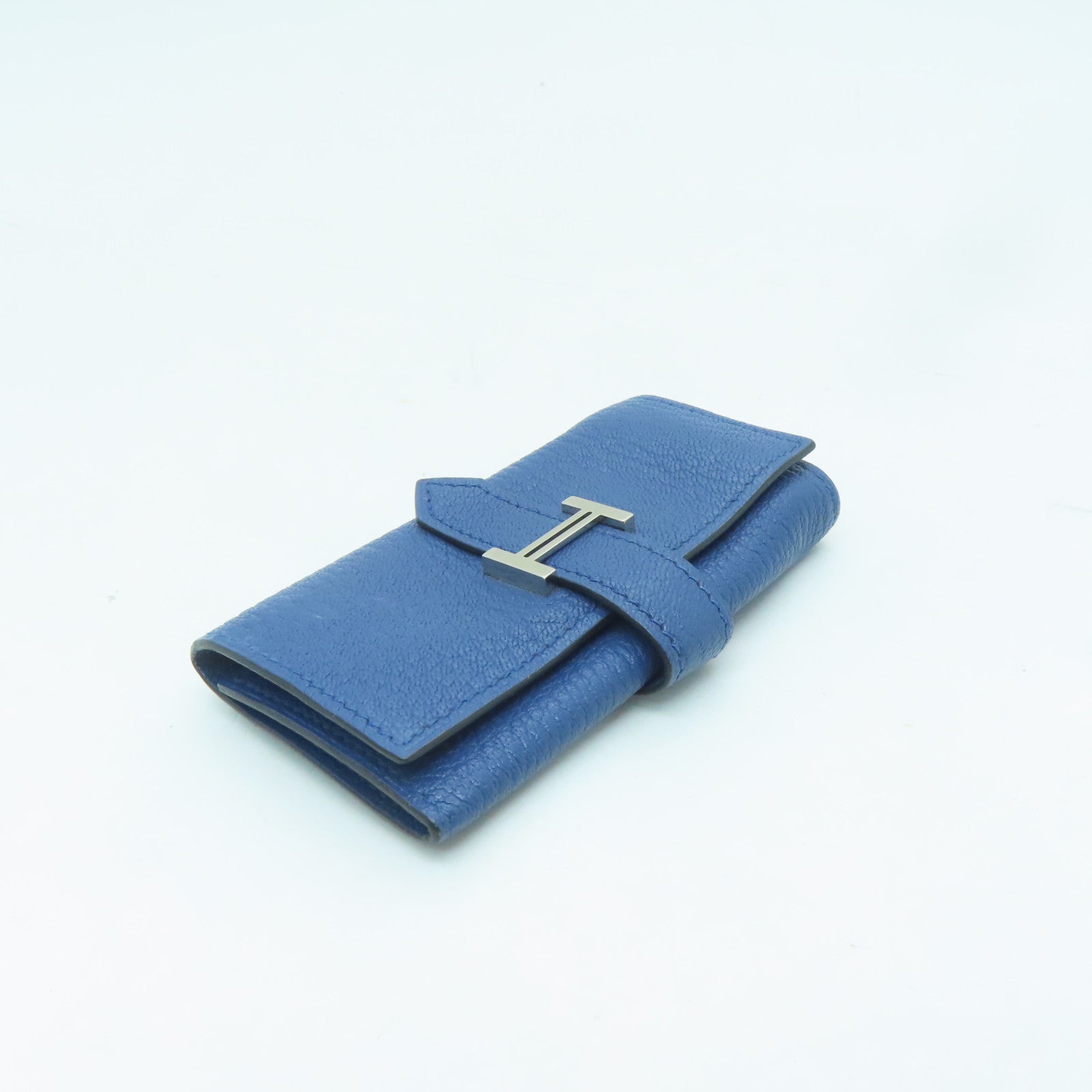 HERMES Epsom皮革key Case 4銀扣鎖匙包藍色