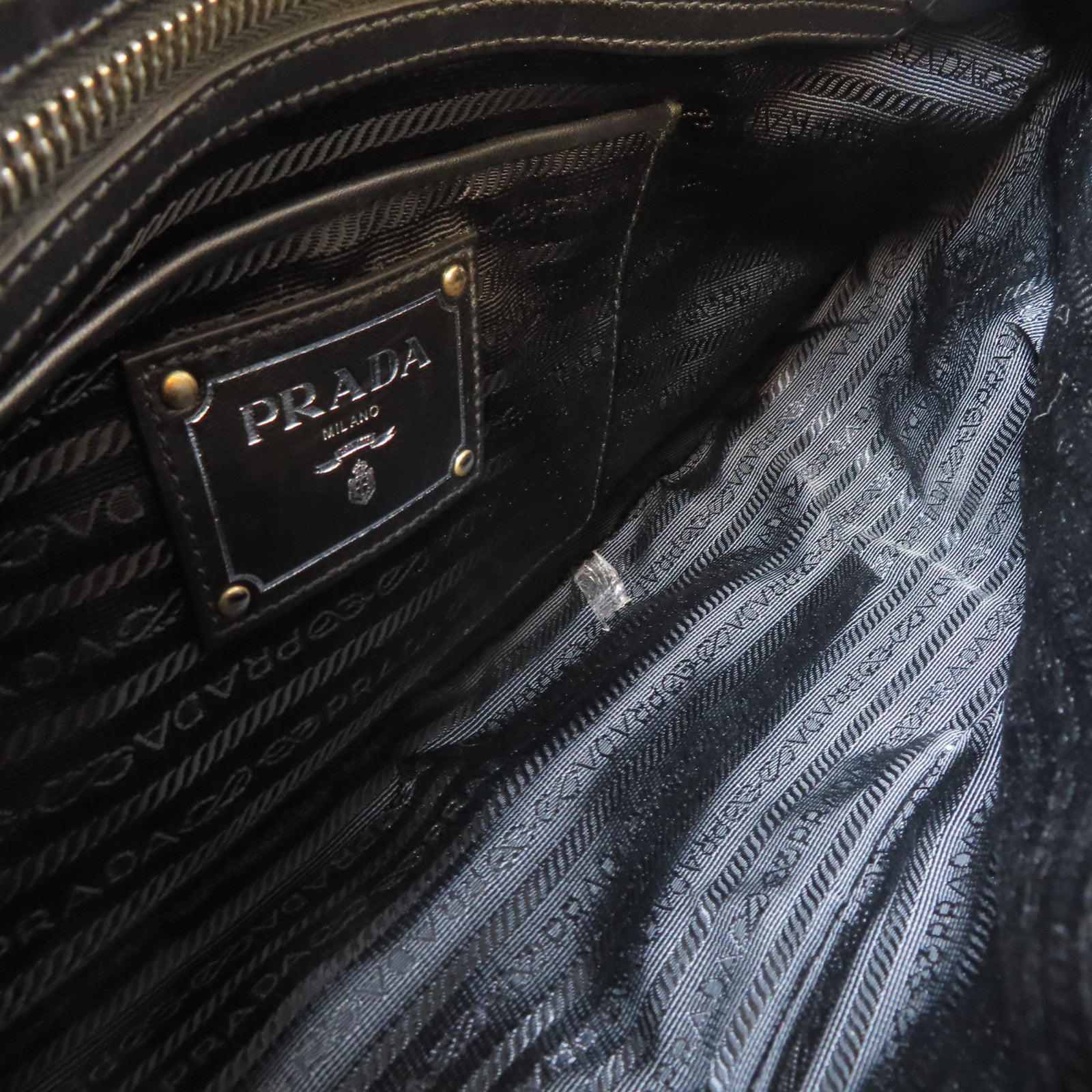 PRADA 尼龍2 Way Shoulder銀扣手挽肩背兩用袋黑色