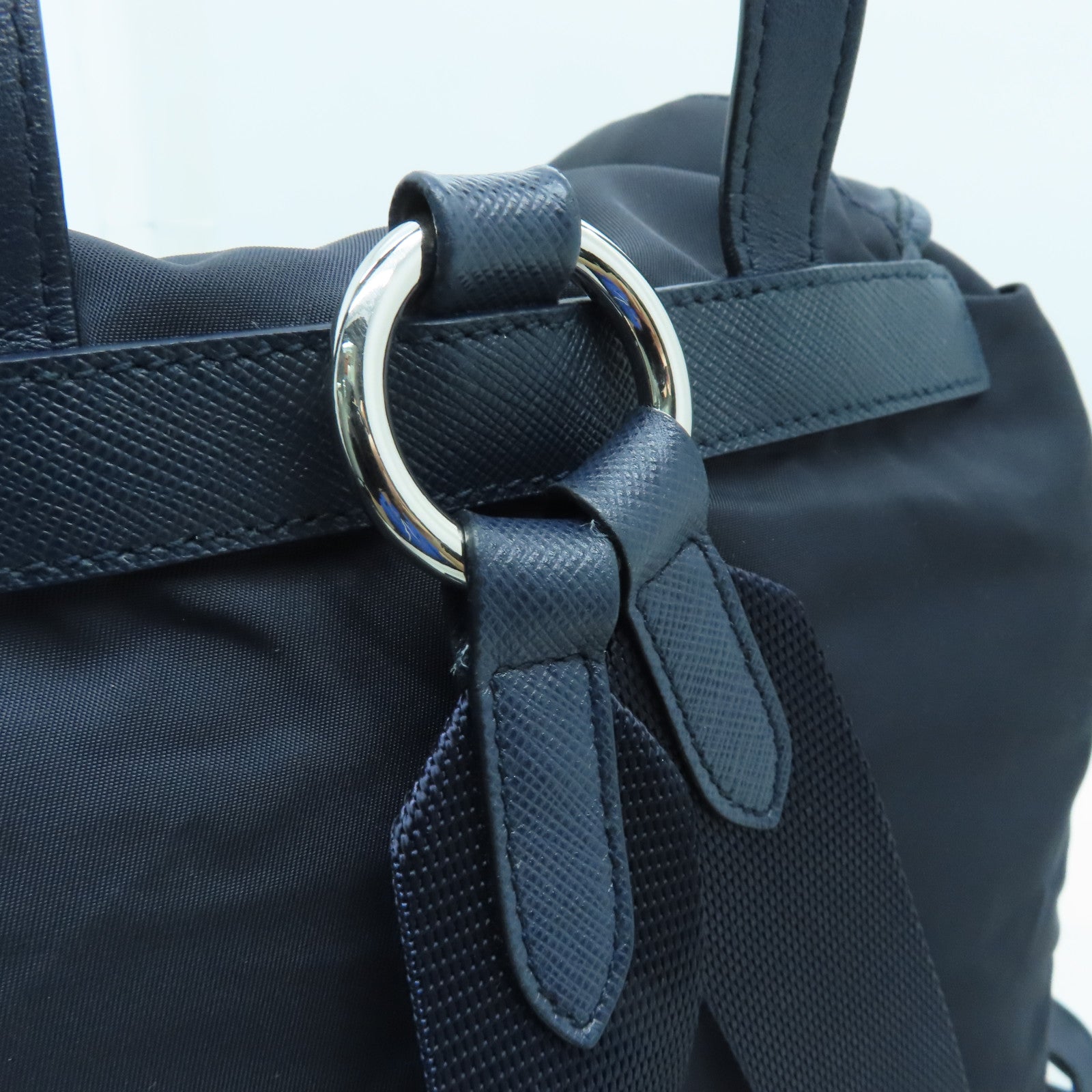 PRADA 尼龙Backpack银扣背包深蓝色