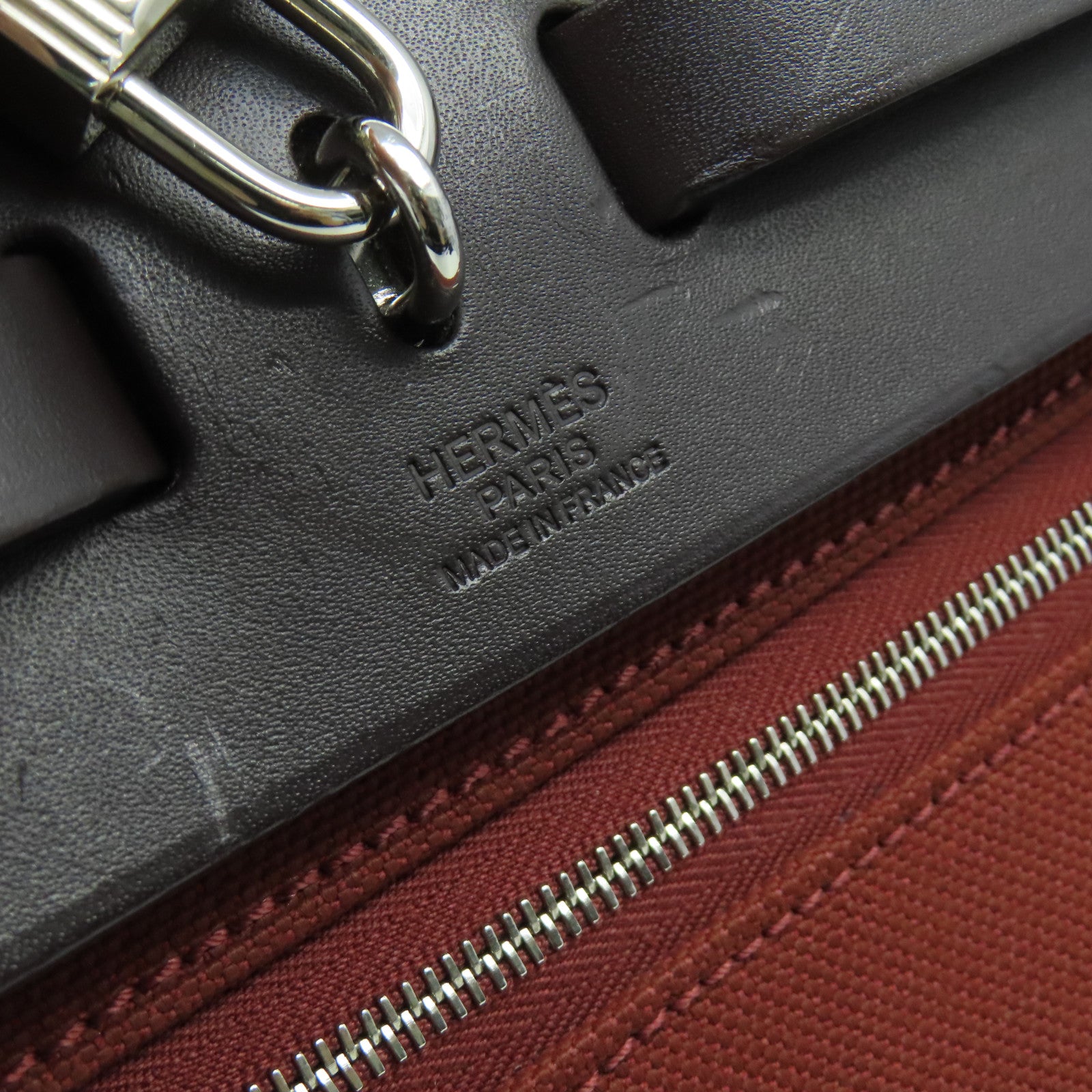 HERMES 帆布Herbag PM 2Way Shoulder Bag銀扣手挽肩背兩用袋Brique磚紅色