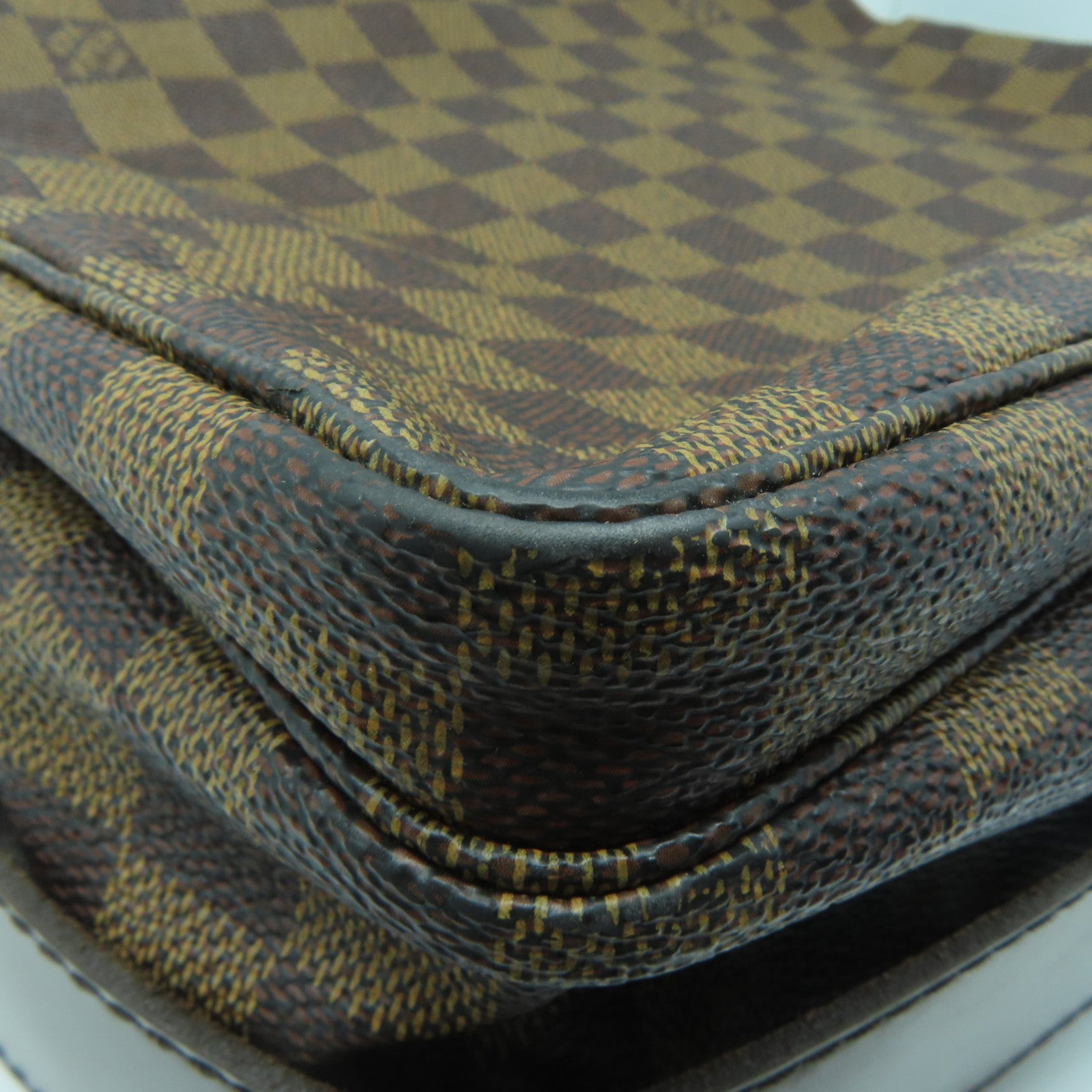 LOUIS VUITTON Damier Naviglio Gold Buckle Shoulder Bag Brown