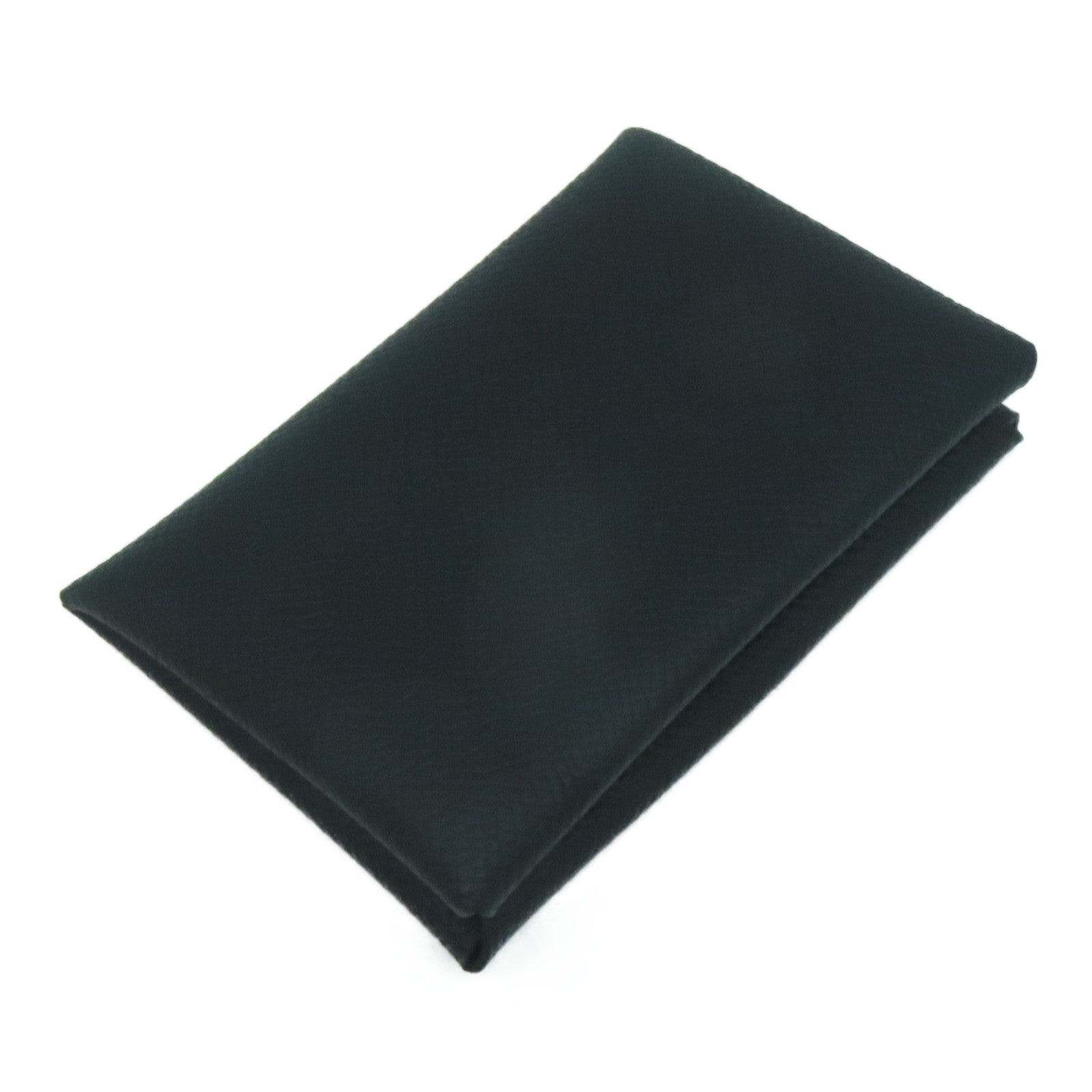 HERMES Epsom皮革Calvi銀扣卡片套Noir黑色