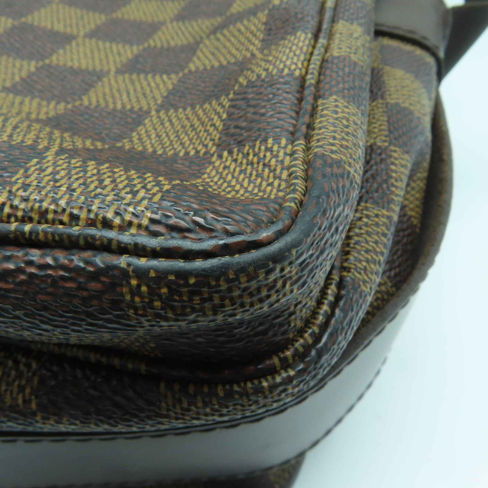 LOUIS VUITTON Damier Naviglio Gold Buckle Shoulder Bag Brown