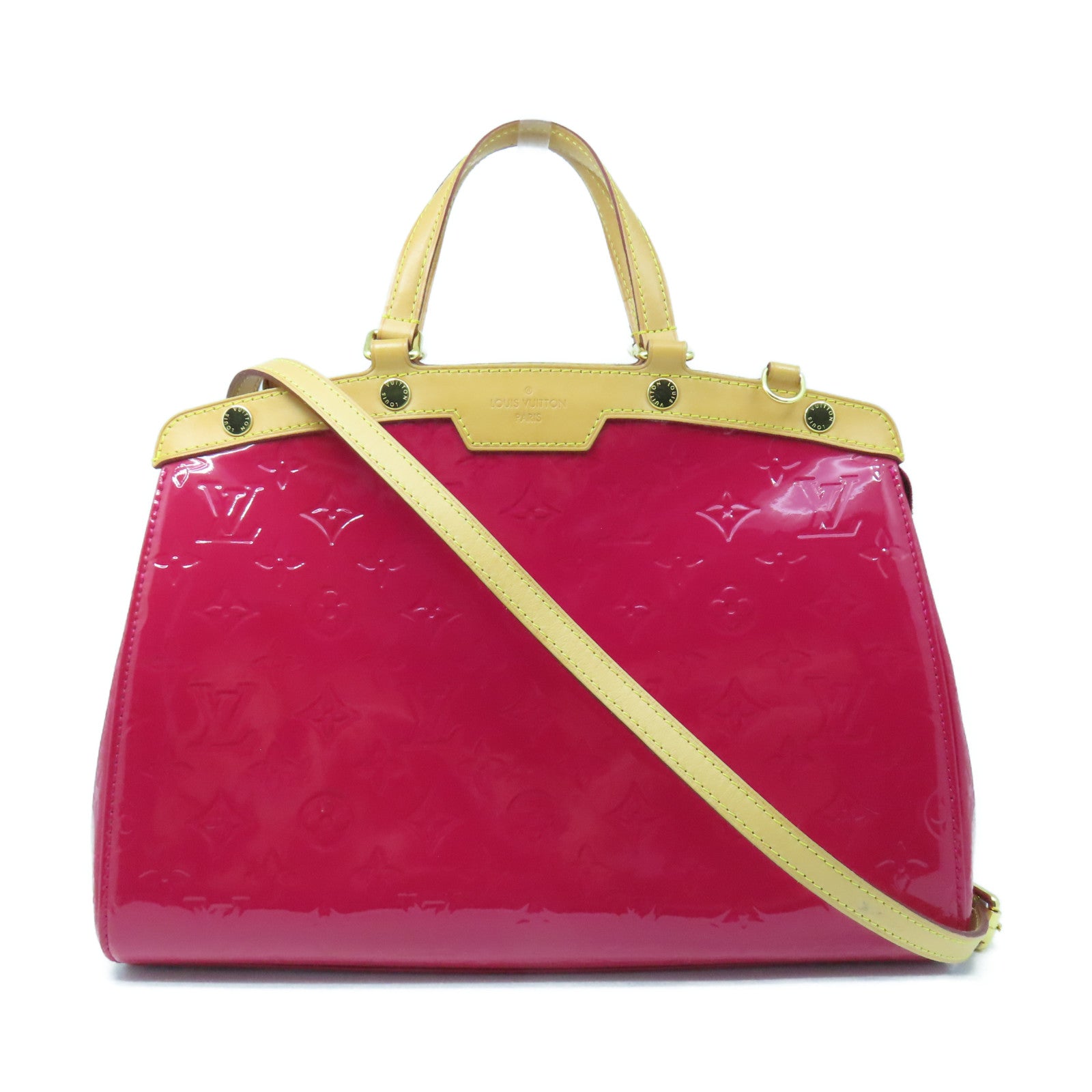 LOUIS VUITTON Monogram Vernis Brea MM金扣手挽肩背两用袋红色