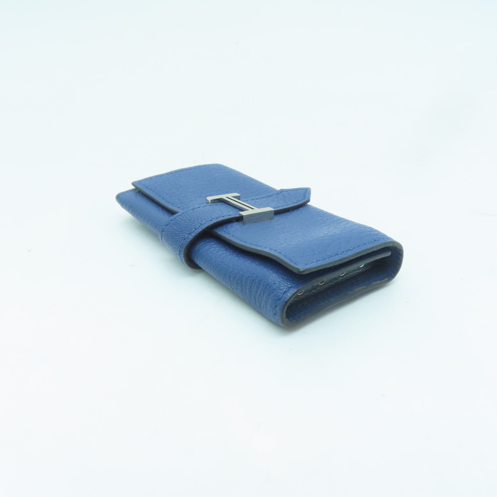 HERMES Epsom皮革key Case 4銀扣鎖匙包藍色