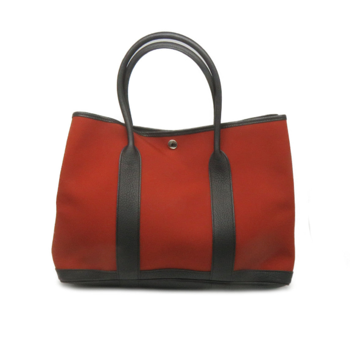 HERMES 帆布GardenParty PM Tote Bag銀扣手拿包紅色