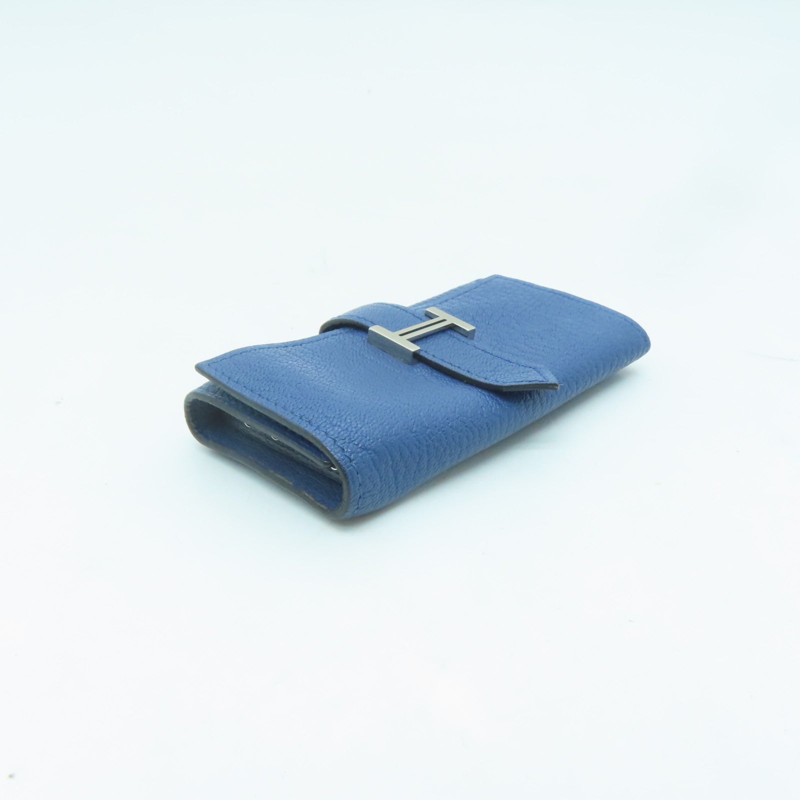 HERMES Epsom皮革key Case 4銀扣鎖匙包藍色