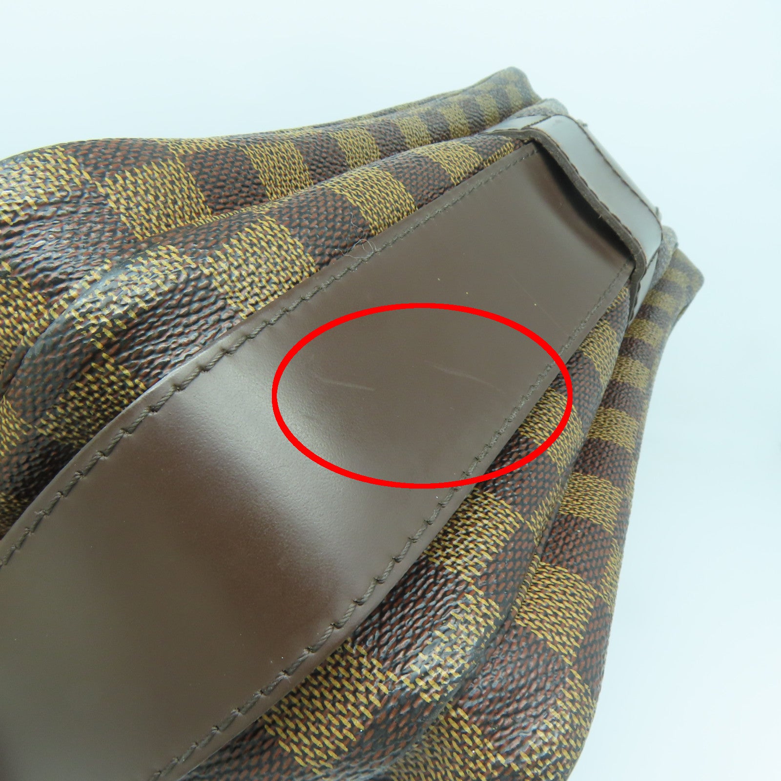 LOUIS VUITTON Damier Naviglio Gold Buckle Shoulder Bag Brown