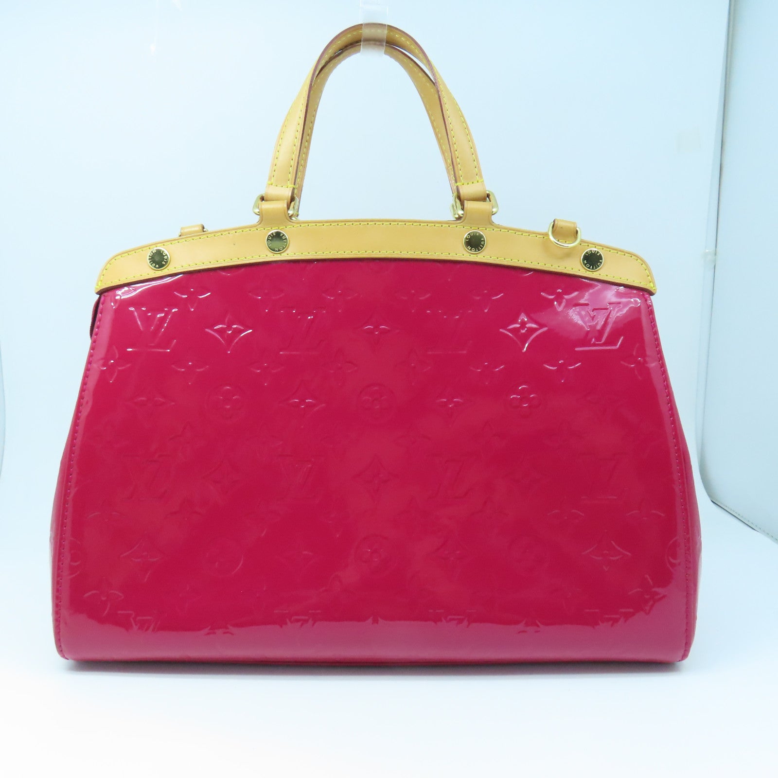 LOUIS VUITTON Monogram Vernis Brea MM金扣手挽肩背两用袋红色