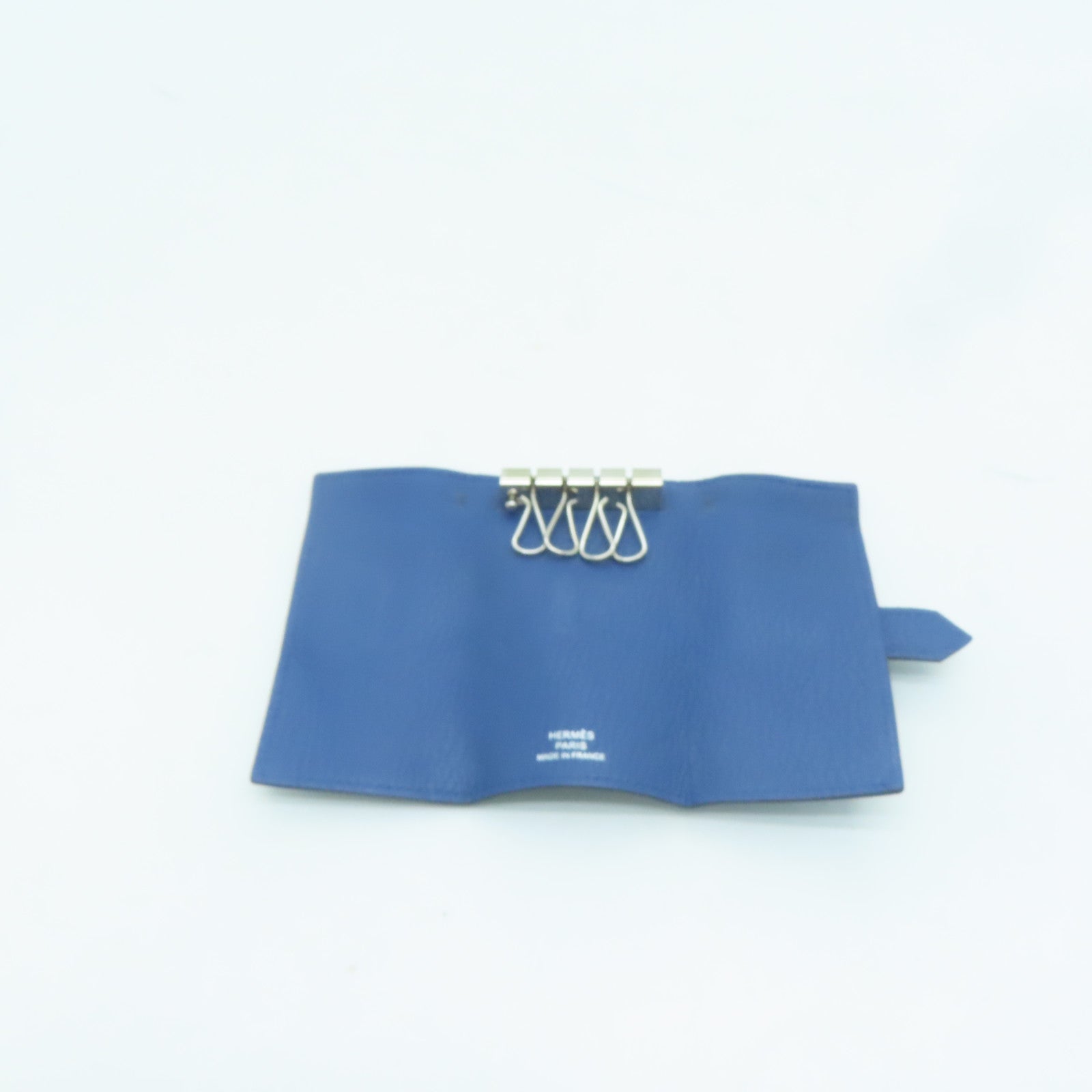 HERMES Epsom皮革key Case 4銀扣鎖匙包藍色