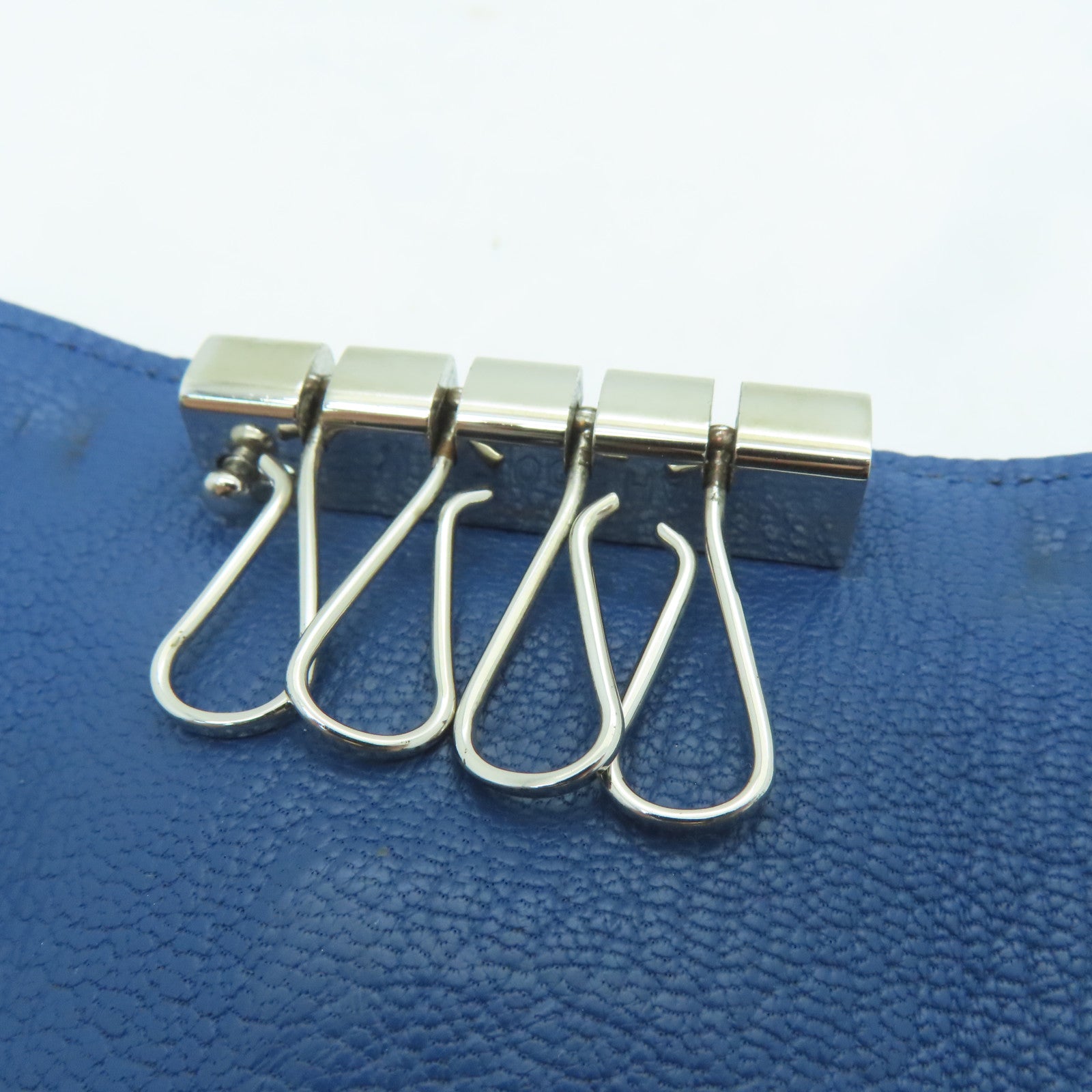 HERMES Epsom皮革key Case 4銀扣鎖匙包藍色
