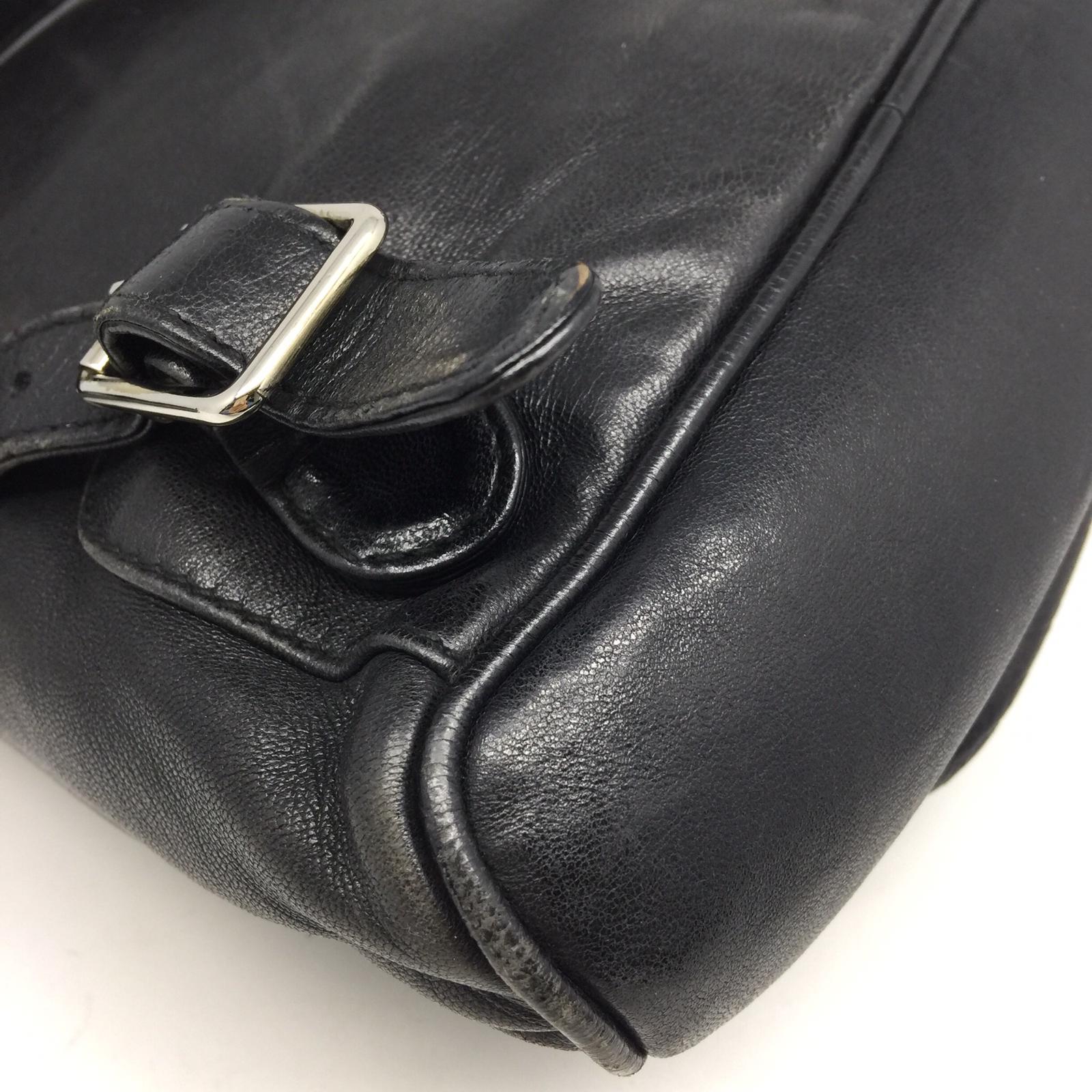 GUCCI 牛皮皮革Backpack銀扣背包黑色