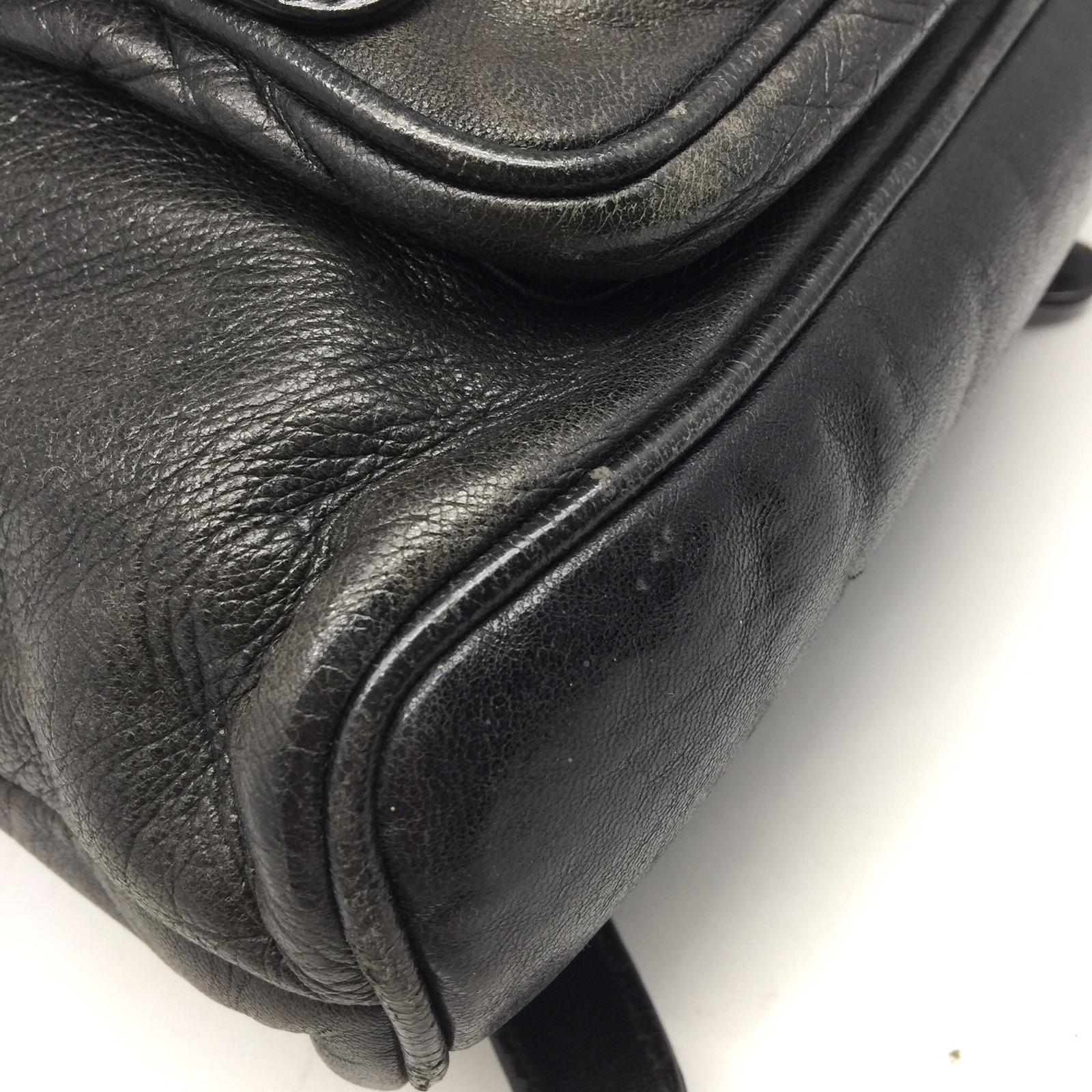GUCCI 牛皮皮革Backpack銀扣背包黑色