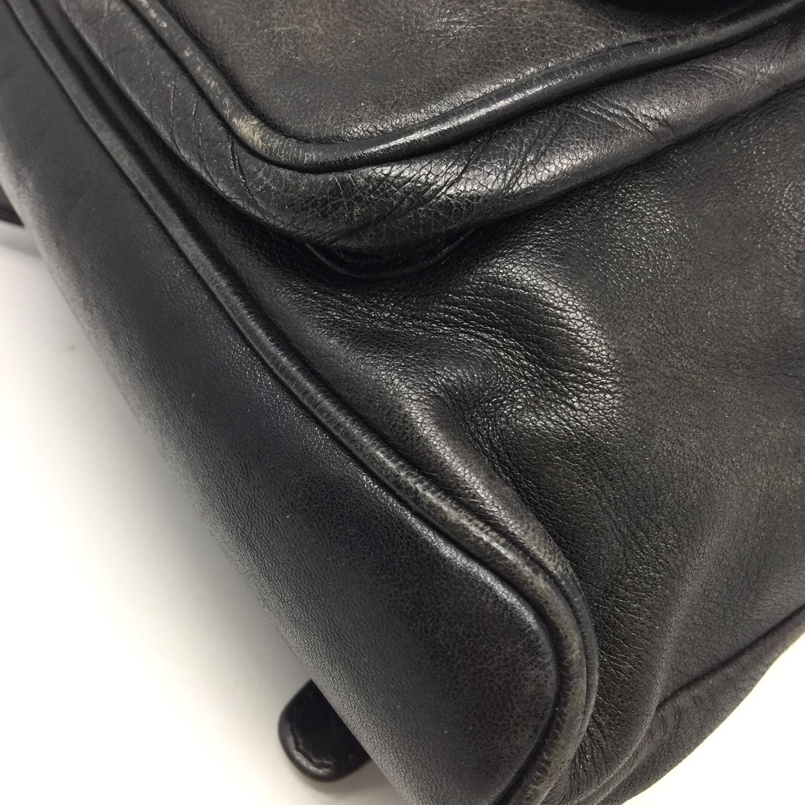 GUCCI 牛皮皮革Backpack銀扣背包黑色