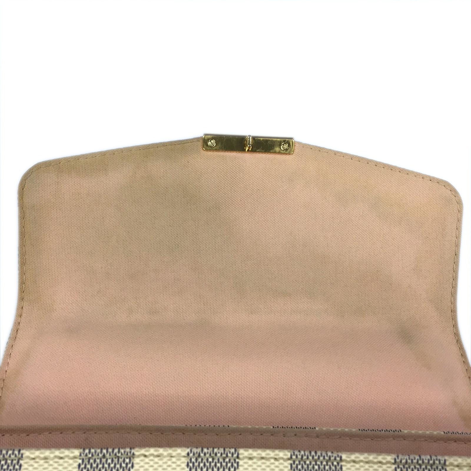LOUIS VUITTON Damier Azur Croisette金扣手挽肩背兩用袋藍色/白色